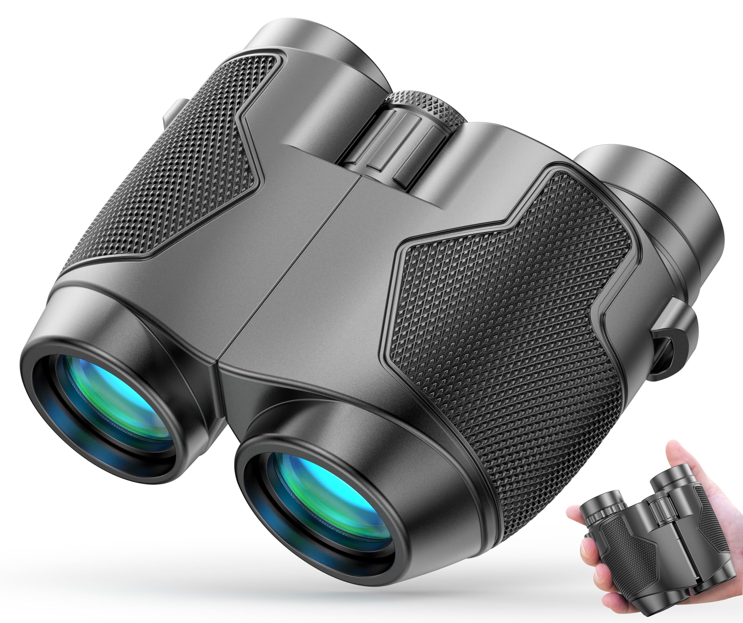 Retulgie Binoculars 12X25 For Adults And Kids Low Light Vision Binoculars Compact Binocular Large Eyepiece Waterproof Binocular Wide Field Of View For Bird Watching,Hiking,Hunting,Concert With Carrying Bag