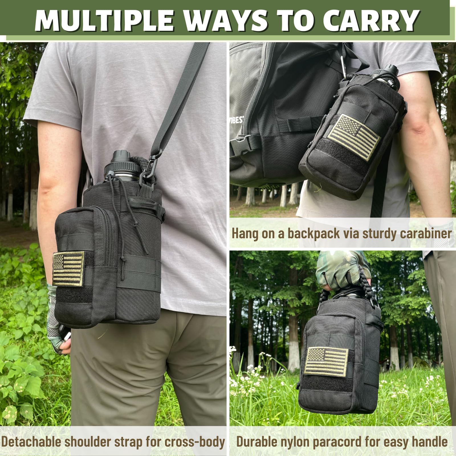 64 Oz Water Bottle With Sleeve - Half Gallon Big Insulated Water Jug With Strap Stainless Steel