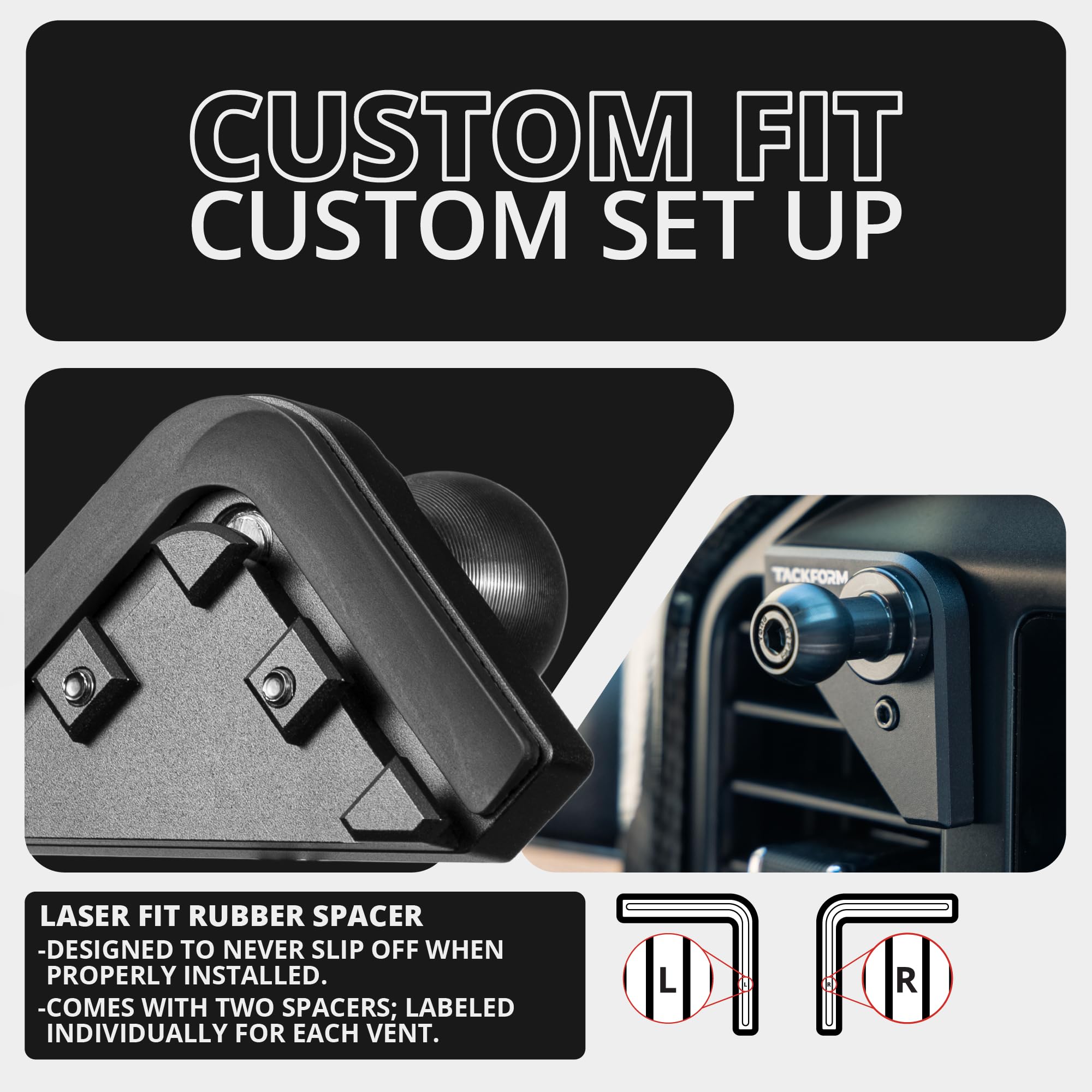 Tackform Link Vent Mount Magnetic Phone Holder - Compatible With '21-'25 Ford F150 & Raptor, '23-'25 Ford Super Duty  Aluminum Base  Short Reach  Not Compatible With Magsafe