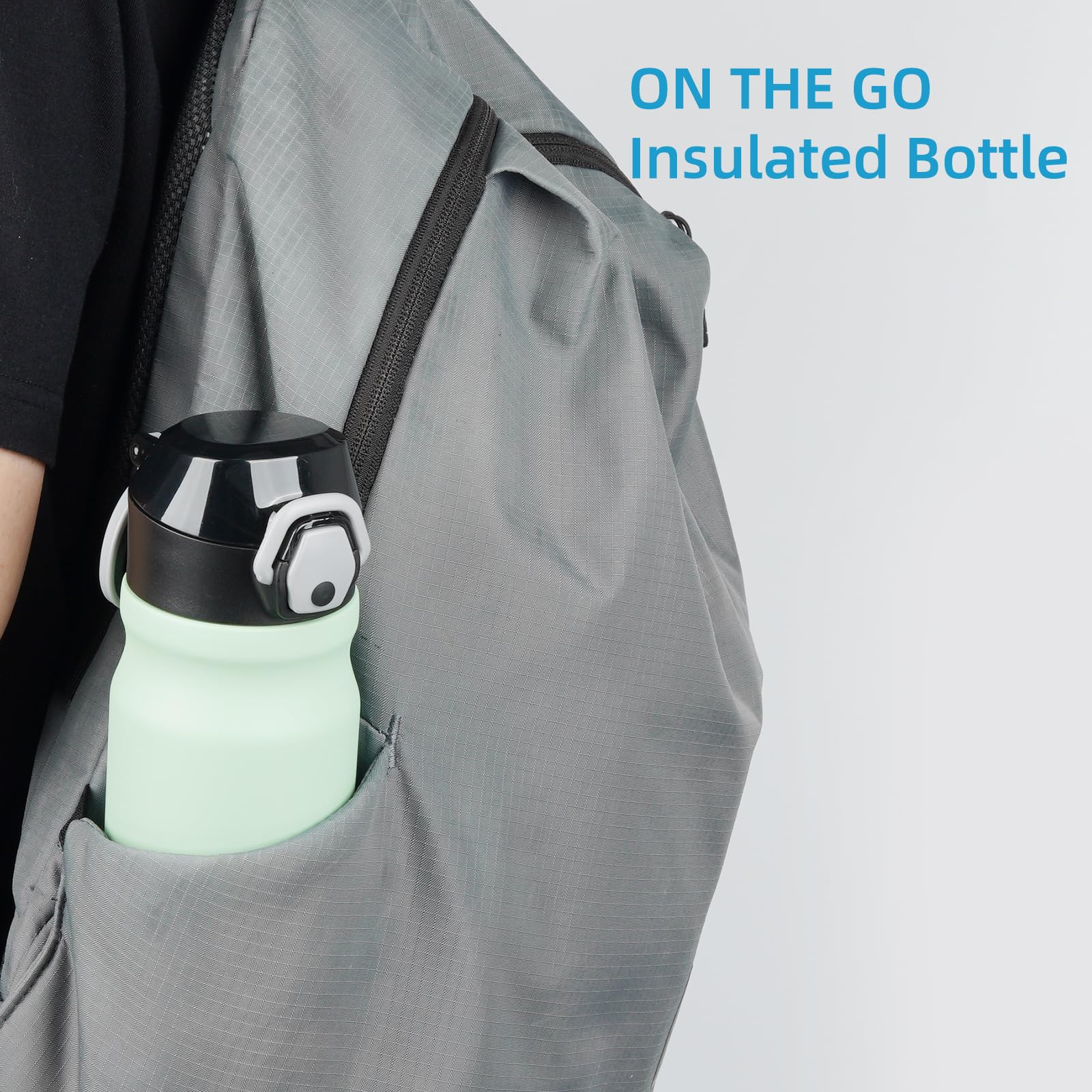 Insulated Water Bottle With Straw And Carry Loop,18 Oz Stainless Steel Double Wall Vaccum Metal