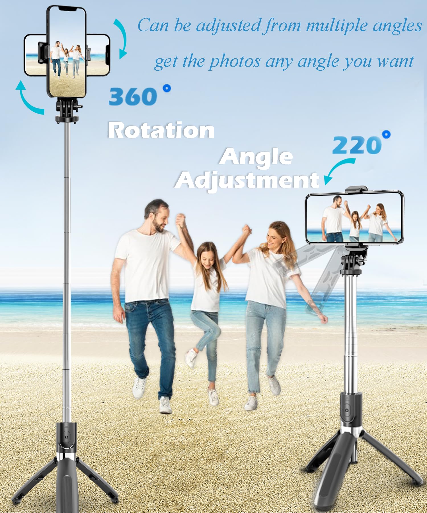 Bgjoy Selfie Stick Tripod Extendable Phone Tripod Stand With Wireless Remote Portable Lightweight Video Recording Travel Tripod For Cell Phone Mount Holder Selfie Stick Compatible With Iphone Android Ios