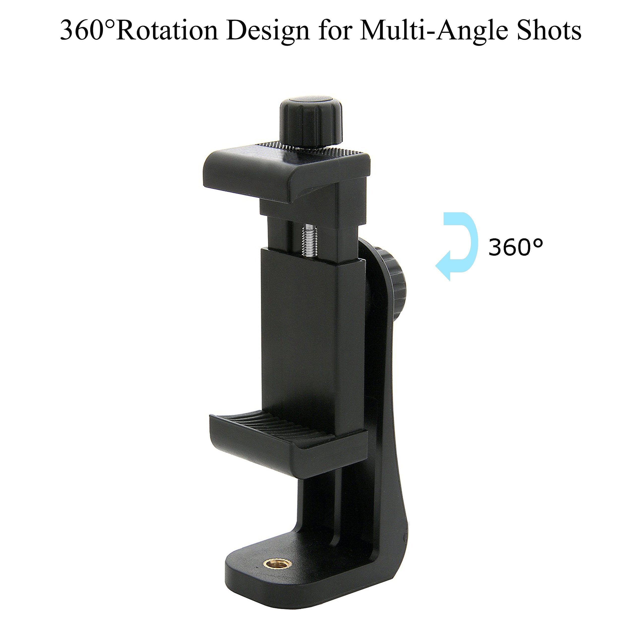 Ailun Phone Holder/Vertical And Horizontal Tripod Mount Adapter Rotatable Bracket With 1/4 Inch Screw, Adjustable Clip For Iphone, Android Cell Phone, Selfie Stick, Camera Stand