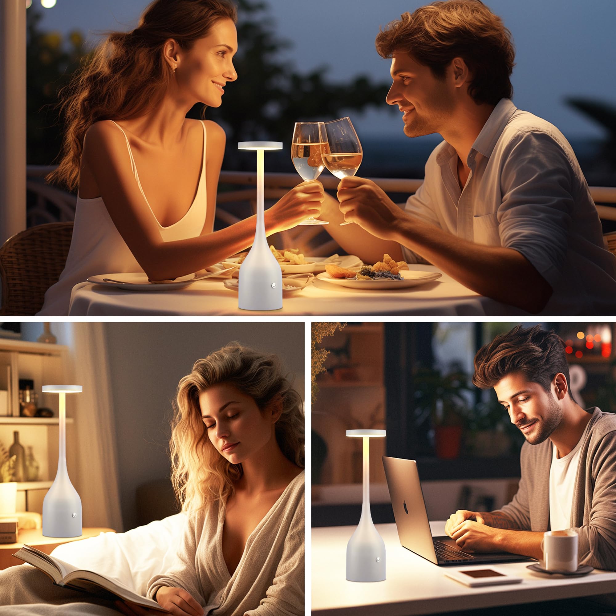 Yogaret White Cordless Lamp,5000Mah Rechargeable Battery Powered Table Lamp Waterproof&Portable For Outdoor Patio/Home Dining Dinner Room Tables Light