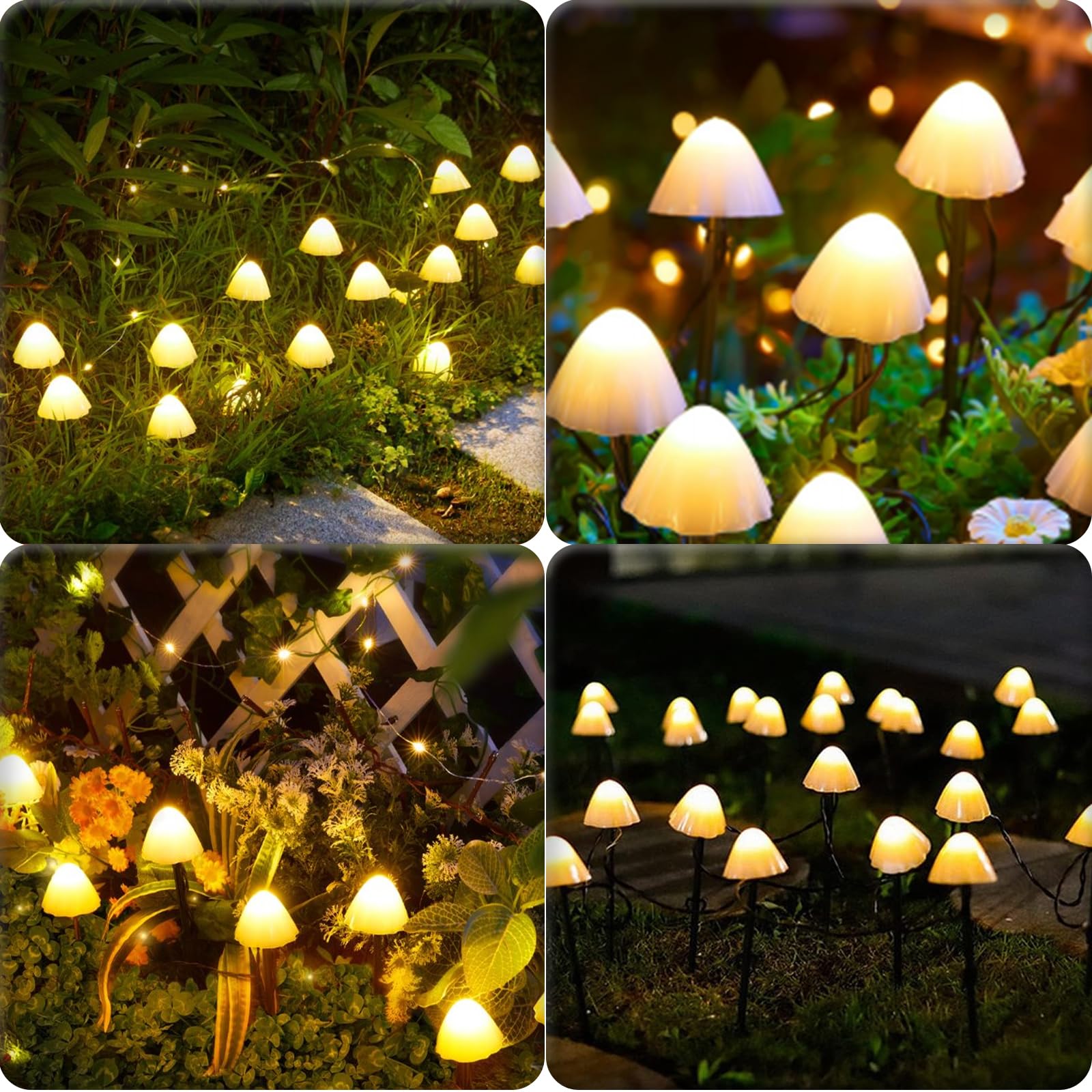 Cyindzchwy Mushroom Light, Plug-In Outdoor Garden Lights, 12Pcs 8 Modes Pathway Landscape Lights Outdoor Decor Fairy String Light For Yard Patio Lawn Garden Pathway(Warm White)