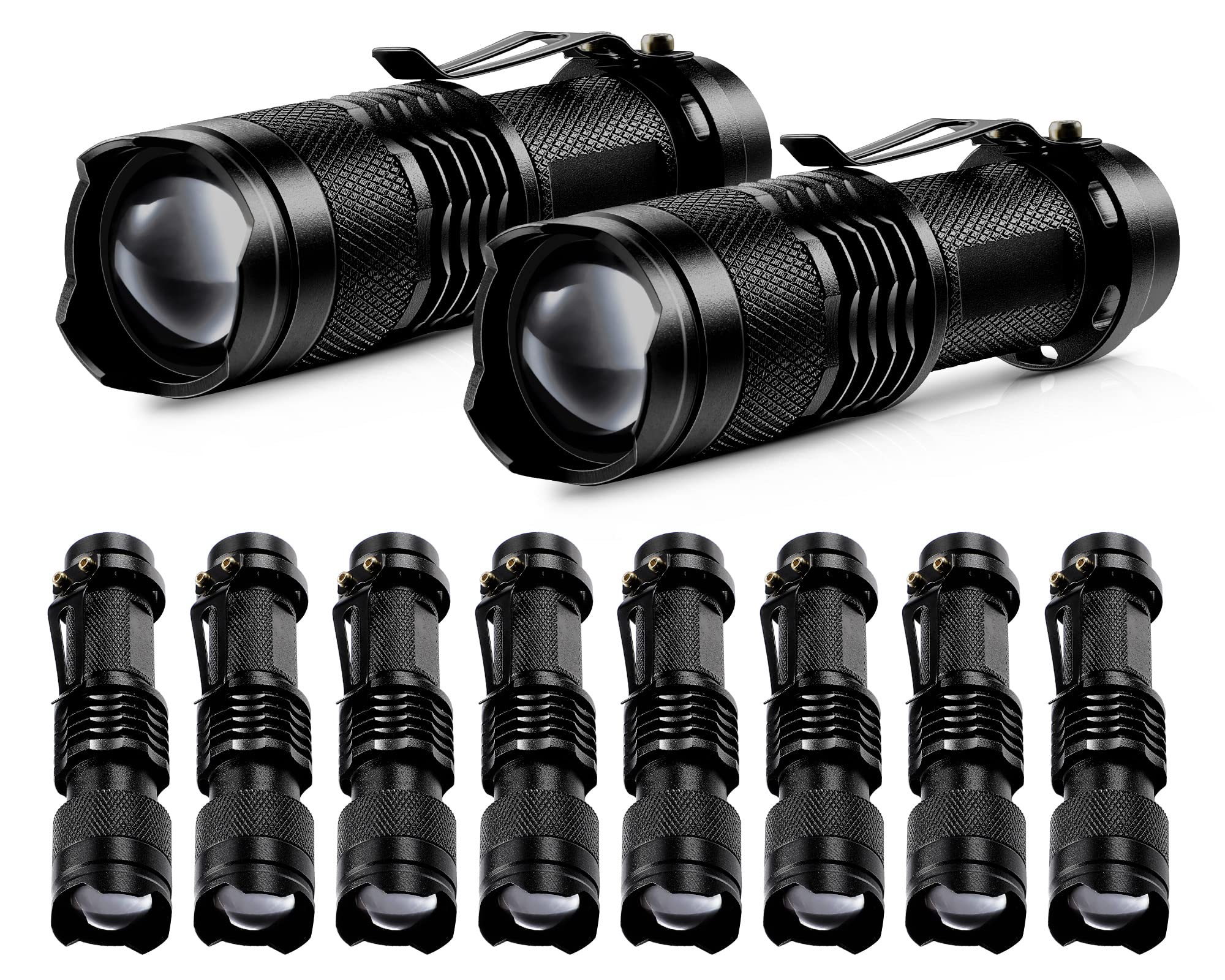Mudder 10 Pack Mini Flashlight Led Flashlight 3 Mode Flashlight Adjustable Handheld Flashlight For Camping Hiking Outdoor Work(Black)