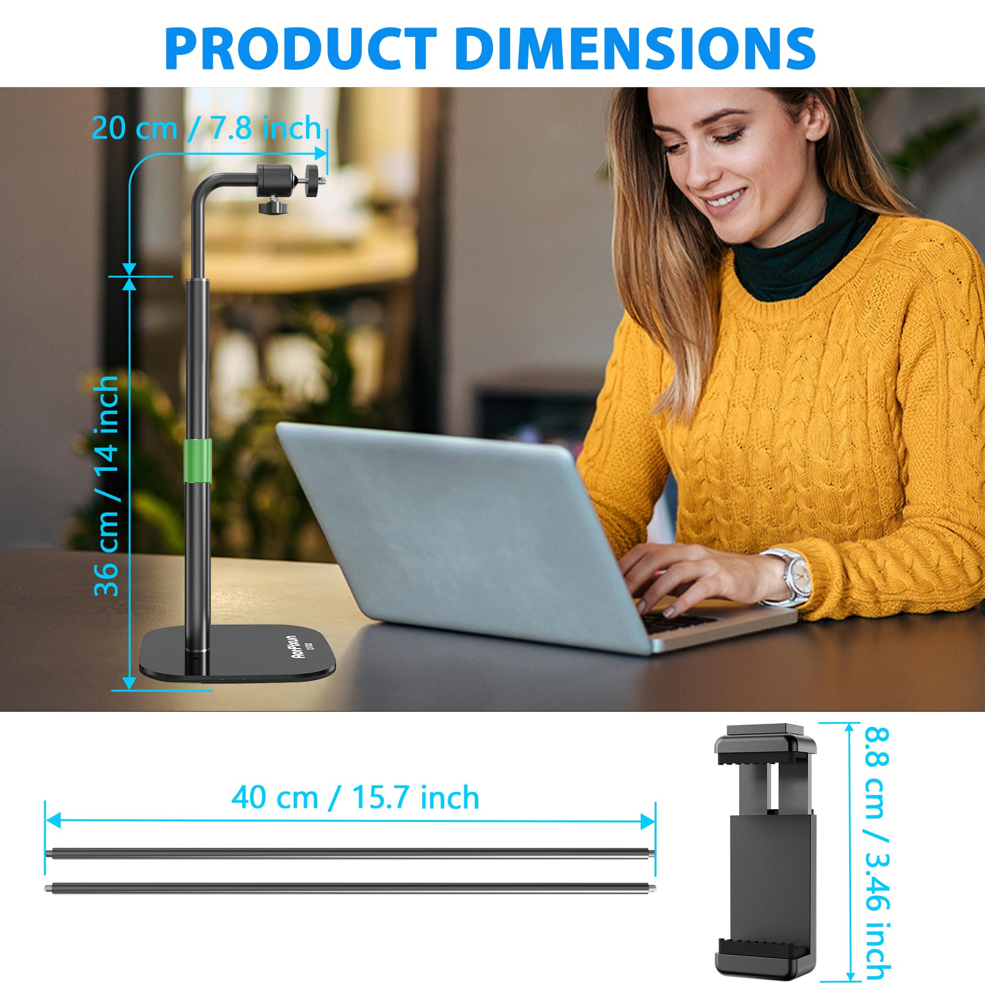 Aorpixun Webcam Stand For Desk 3 In 1 Flexible Webcam Mount Computer Camera Stand Desktop Microphone Stand With Phone Clip For Logitech Webcam Series, Ring Light, Phone, Mic And 1/4" Screw Device