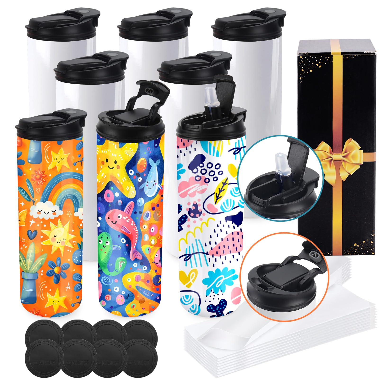 Joyclub 8 Pack Sublimation Water Bottle Blanks Dual Opening 20 Oz Sublimation Tumblers