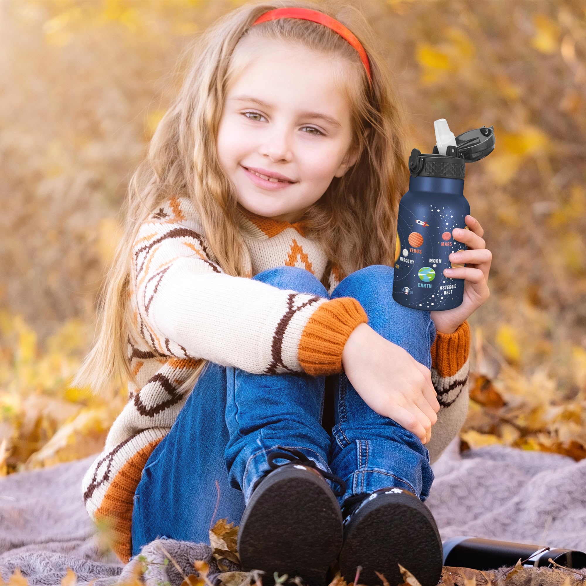 Han'S Bottle Kids Water Bottle With Straw Lid - Insulated Stainless Steel Reusable Tumbler For Girl