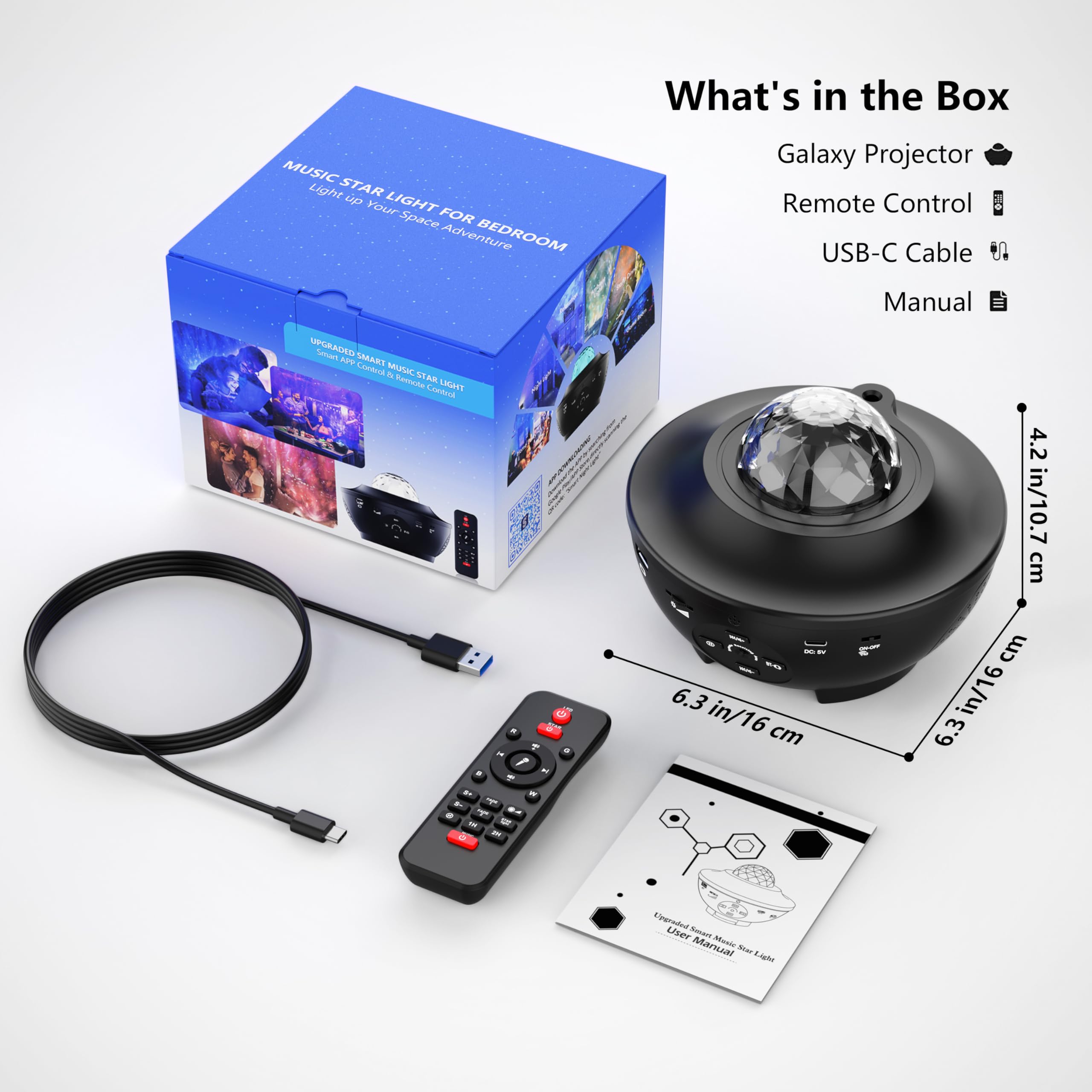Flyeagle Galaxy Projector For Bedroom, Light Projector Star Projector Galaxy Light With Bluetooth Speaker, Timer, App & Remote Control For Kids