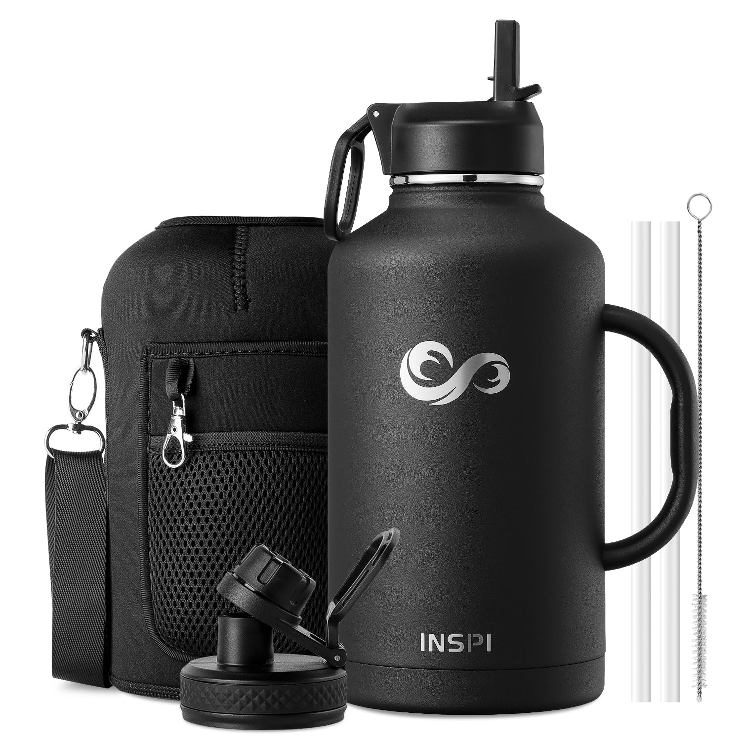 Inspi Insulated Water Bottle 64Oz With Handle, Double Wall Vacuum Stainless Steel Water Bottles