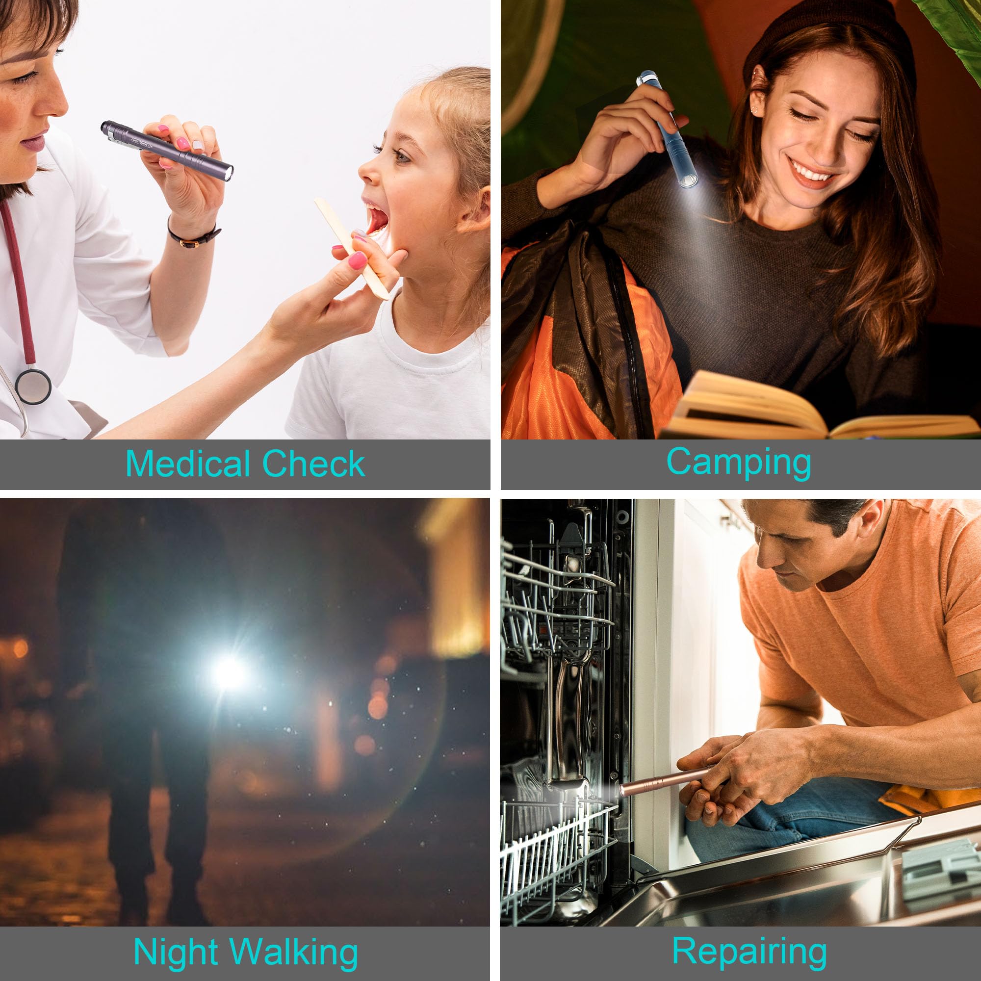 Fastpro 24-Pack Pen Light, Aluminum Led Penlights With Batteries Included & Pre-Installed, Pocket Pen Flashlight For Inspections, Repairs, Camping And Emergencies