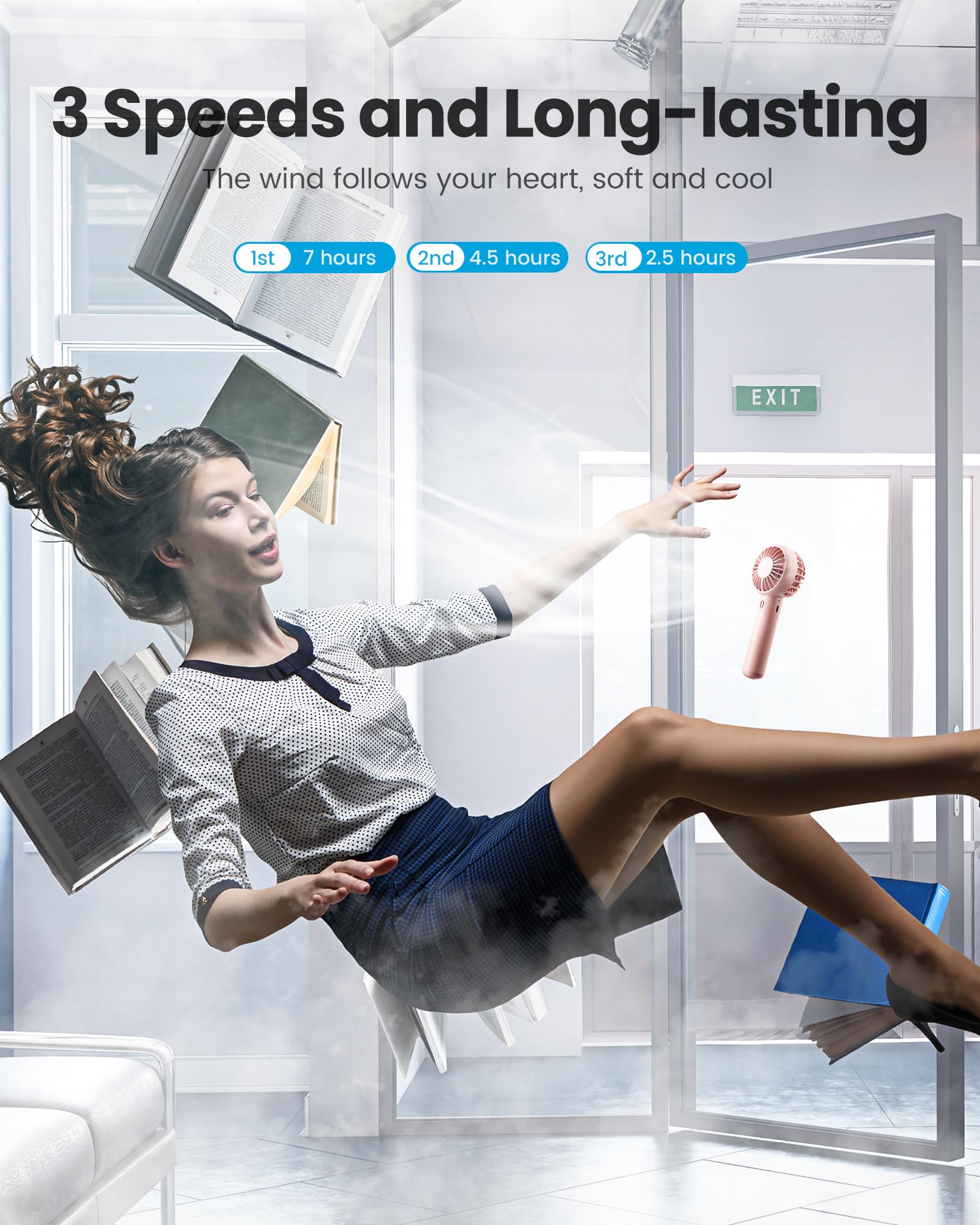 Gaiatop Mini Portable Fan, Small And Powerful, Cute Design 3 Speed Personal Handheld And Desktop