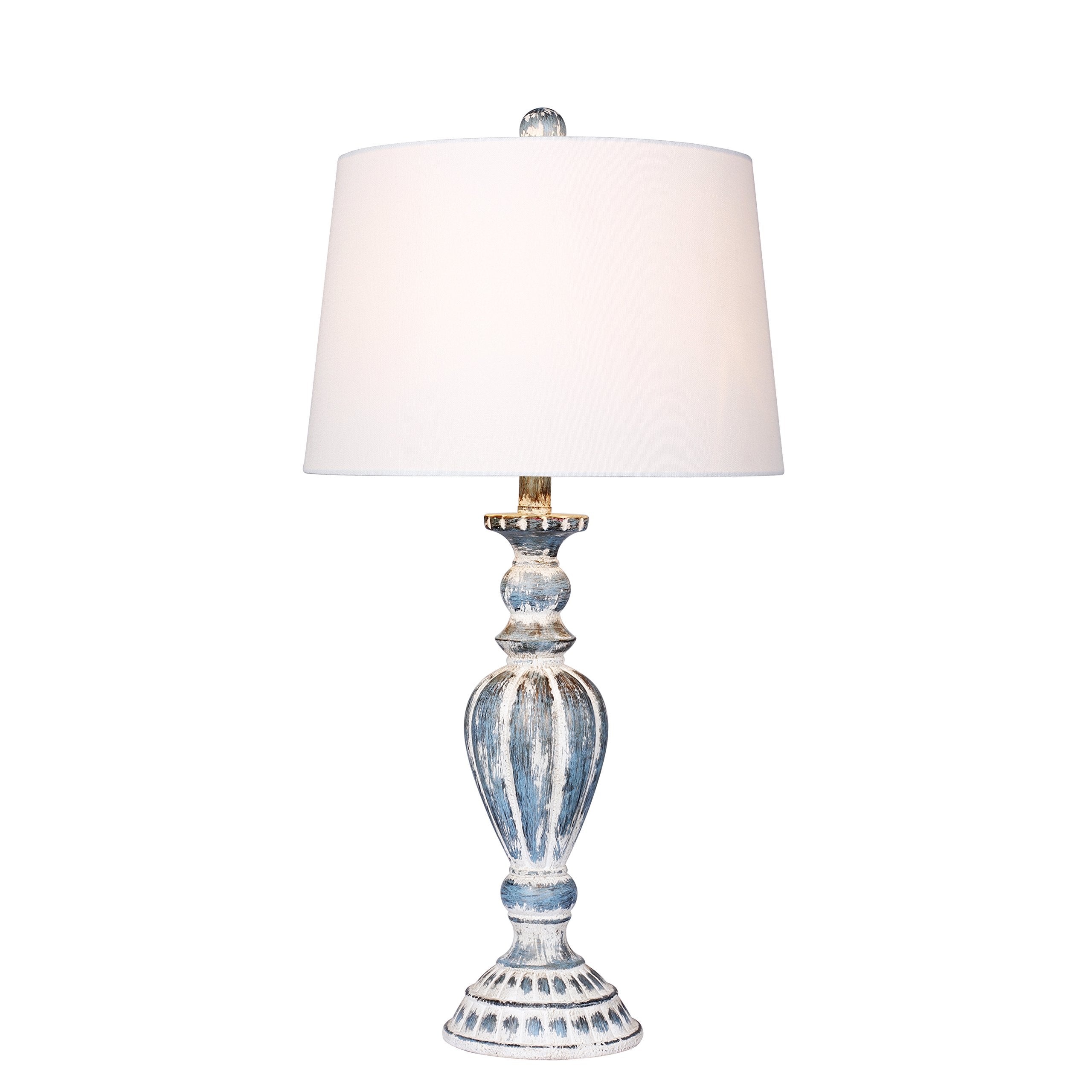 Cory Martin W-6244Cab Fangio Lighting'S Distressed Candlestick Resin Table Lamp, 29.5", Cottage Antique Blue
