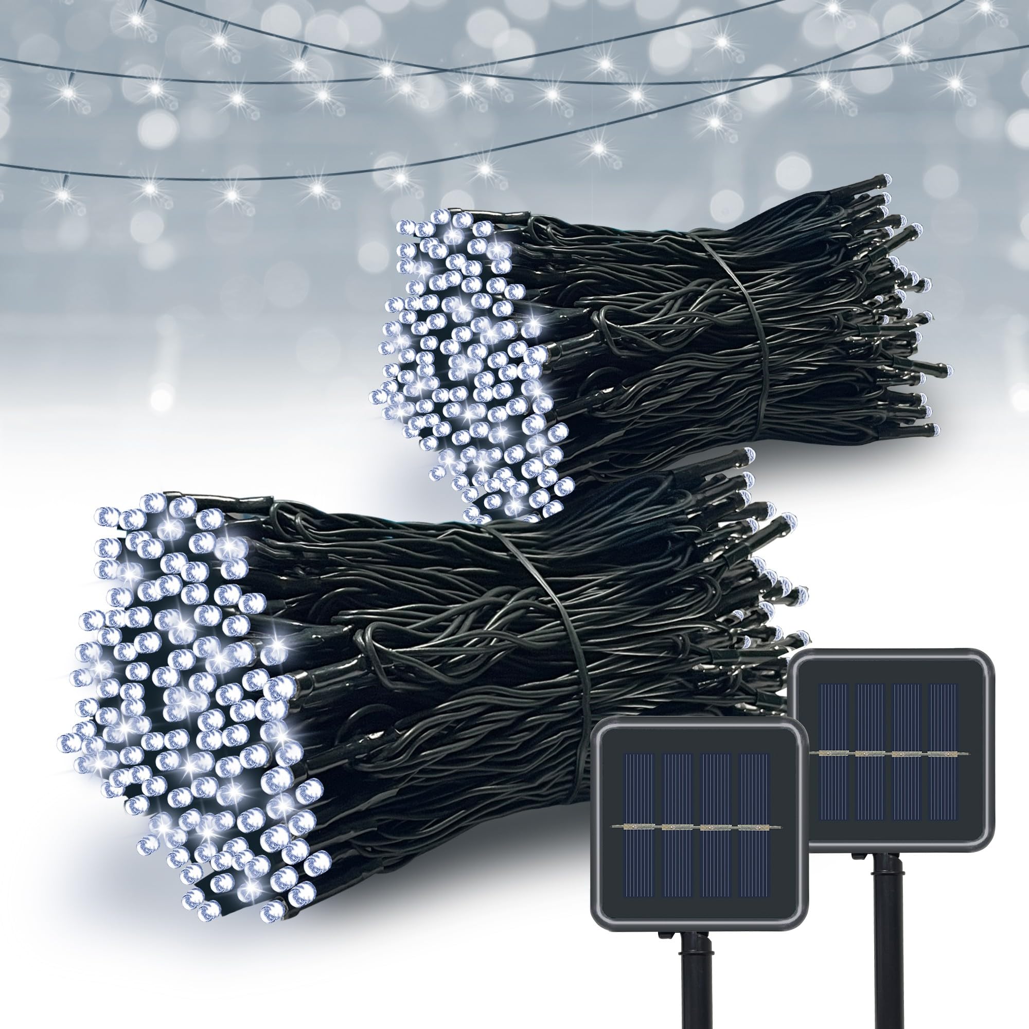 Vimorg Solar String Lights Outdoor, 2 Pack 79Ft 200 Led Waterproof Solar Christmas Lights With 8 Lighting Modes For Tree Yard Garden Party Xmas Decorations