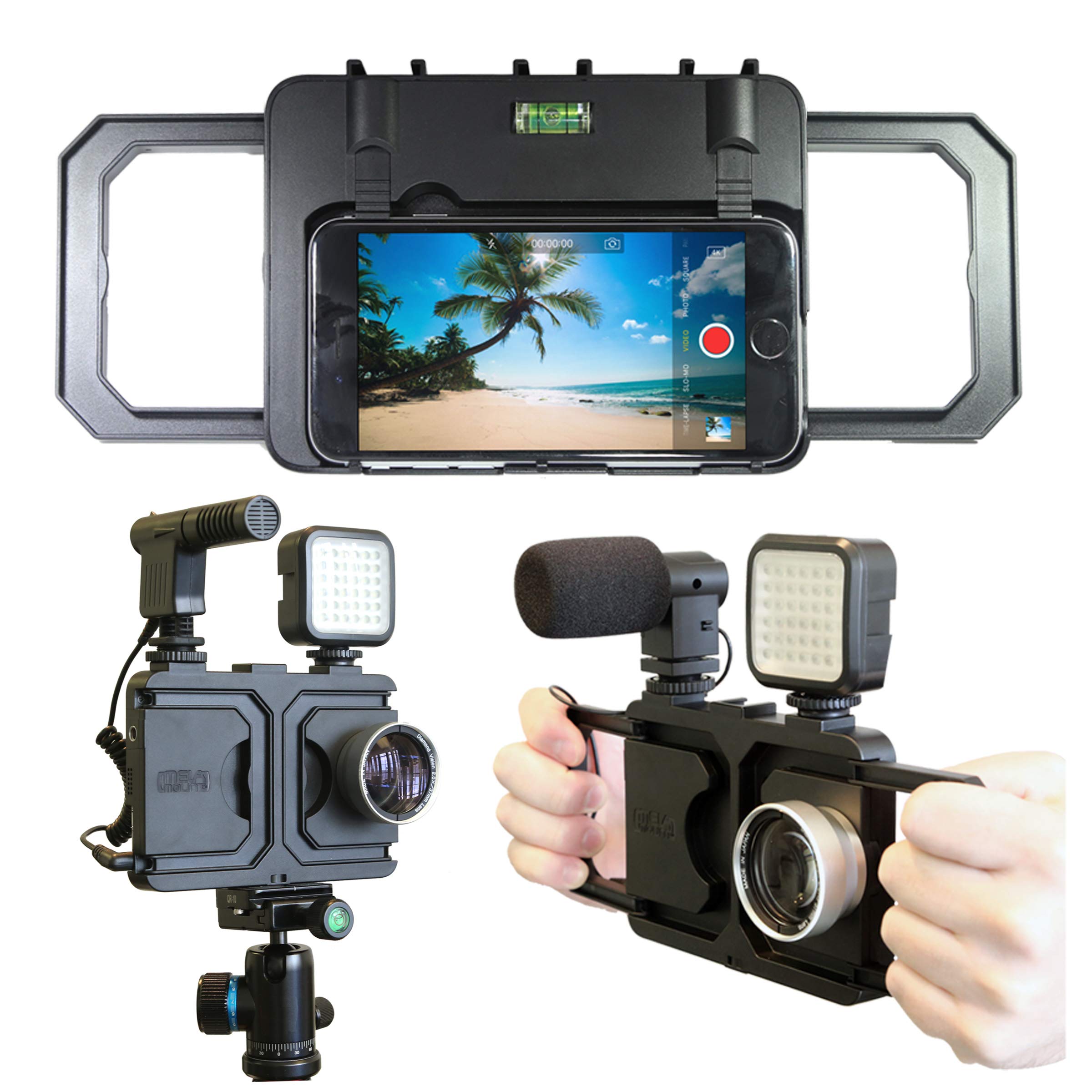 Vidpro Megamount Multimedia Rig Case Video Stabilizer For Apple Iphone 8 And 7. Easily Attach Lenses, Lights, Microphones. Great For Video Recording. Mounts On Tripods And Monopods