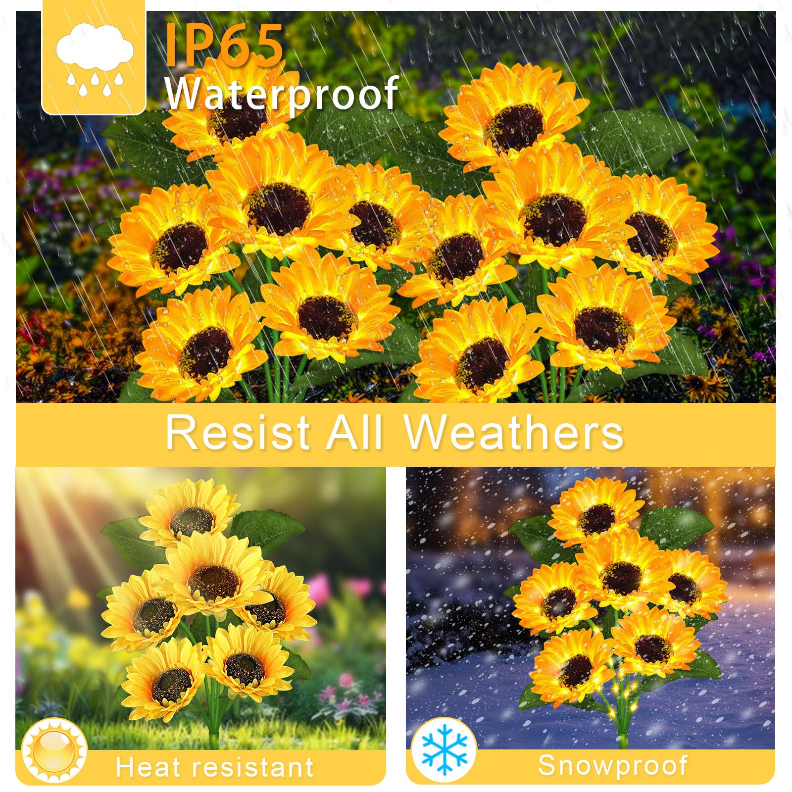 Vookry Solar Garden Lights Outdoor, 6 Pack Sunflower Lights With 36 Real Looking Flowers, Waterproof Summer Garden Decor Solar Flowers For Yard Bakcyard Patio Flowerbed Yard, Gift For Mom Women