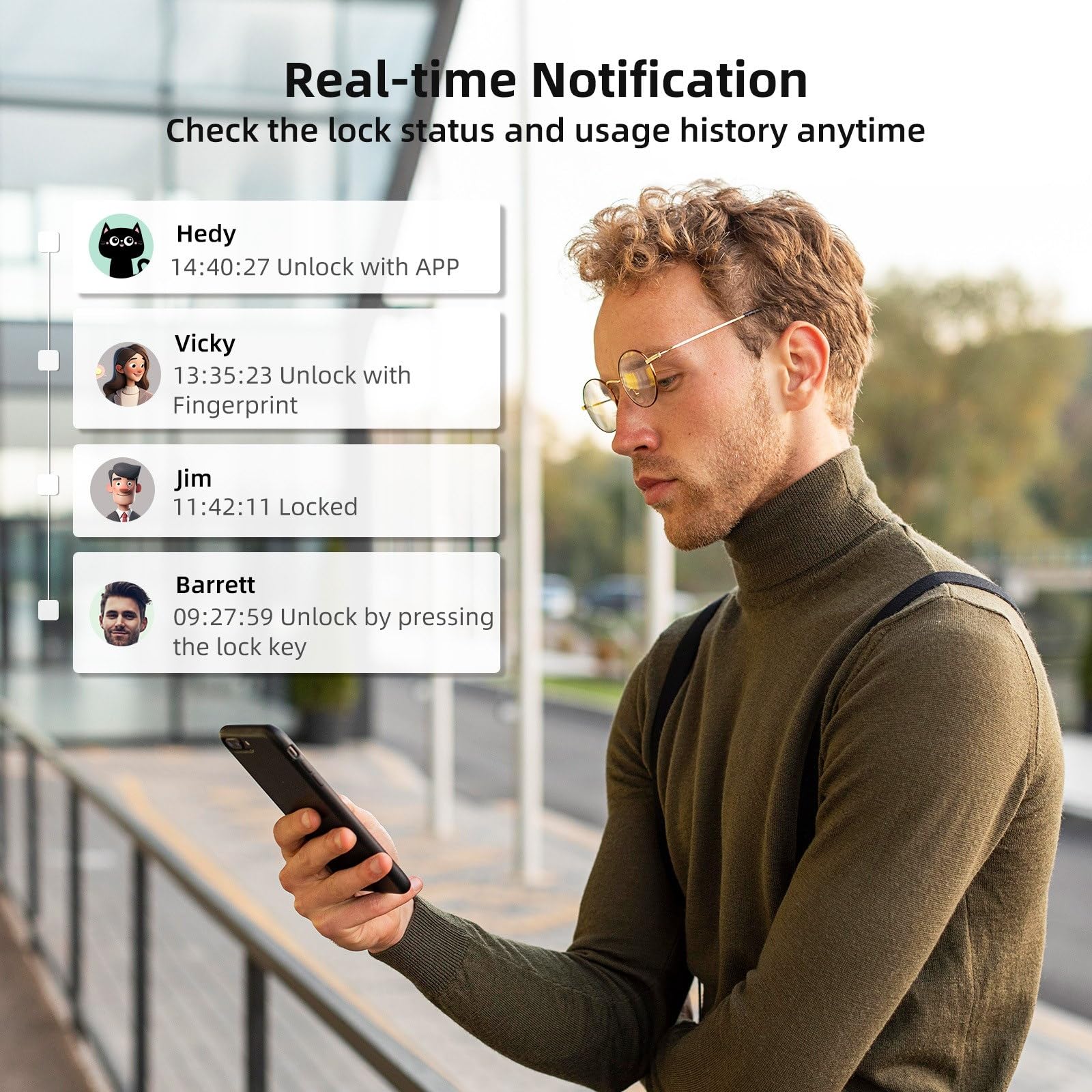 Nutomo Keyless Entry Door Lock With Knob: Front Door Lock Set Fingerprint Deadbolt Alexa Digital Keypad Door Locks App Remote Control Auto Lock Black