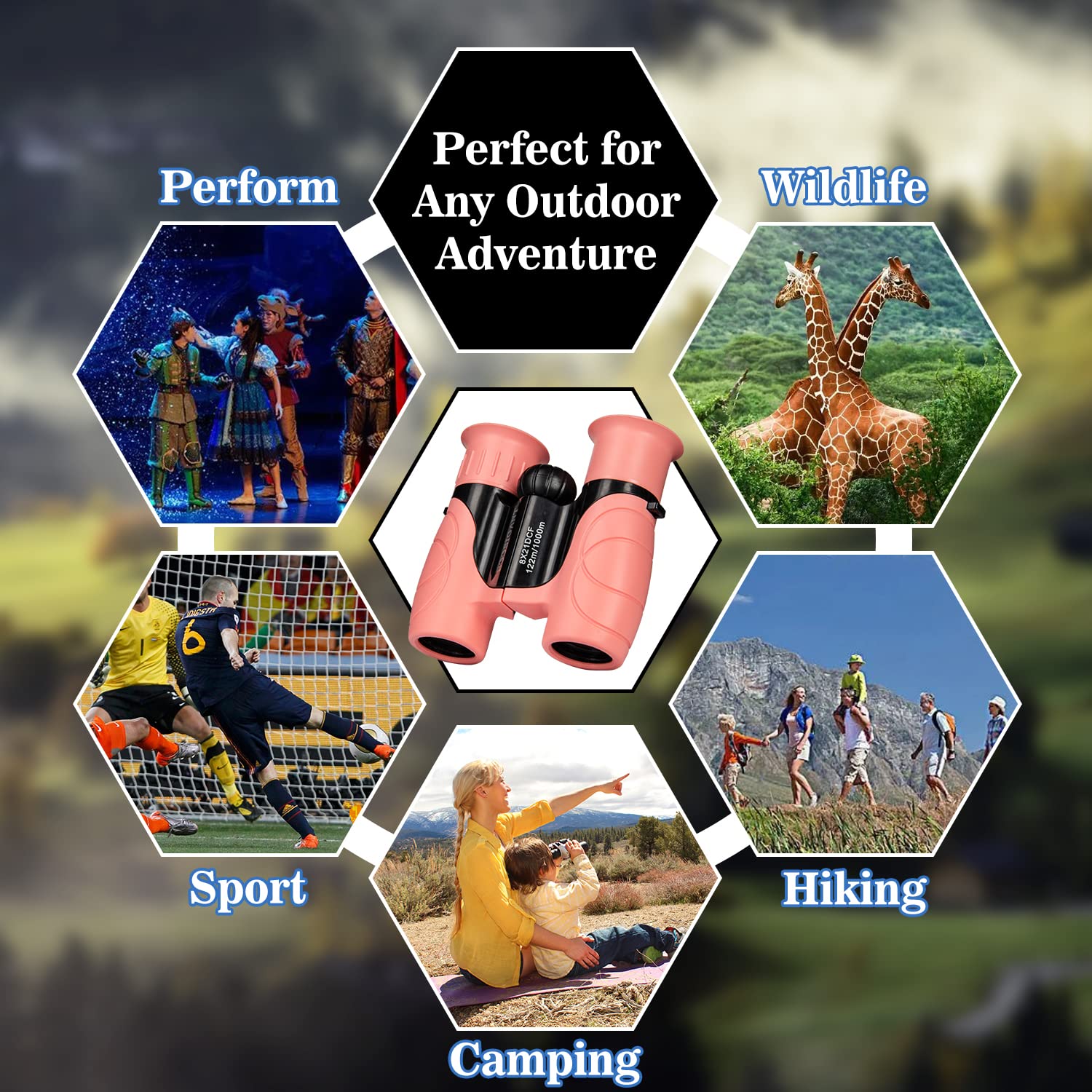 Boosigant Pink Binoculars For Kids Ages 4-12, Durable & Lightweight Outdoor Telescope For Girls, Educational Stem Toy With Clear Vision, Adjustable Focus, Carry Bag (Perfect For Bird Watching, Camping, Travel)