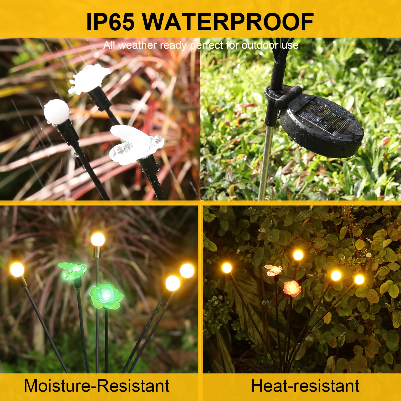 Sublimation Solar Garden Lights - Leaf Design, Firefly Lights, Outdoor Waterproof, Warm White