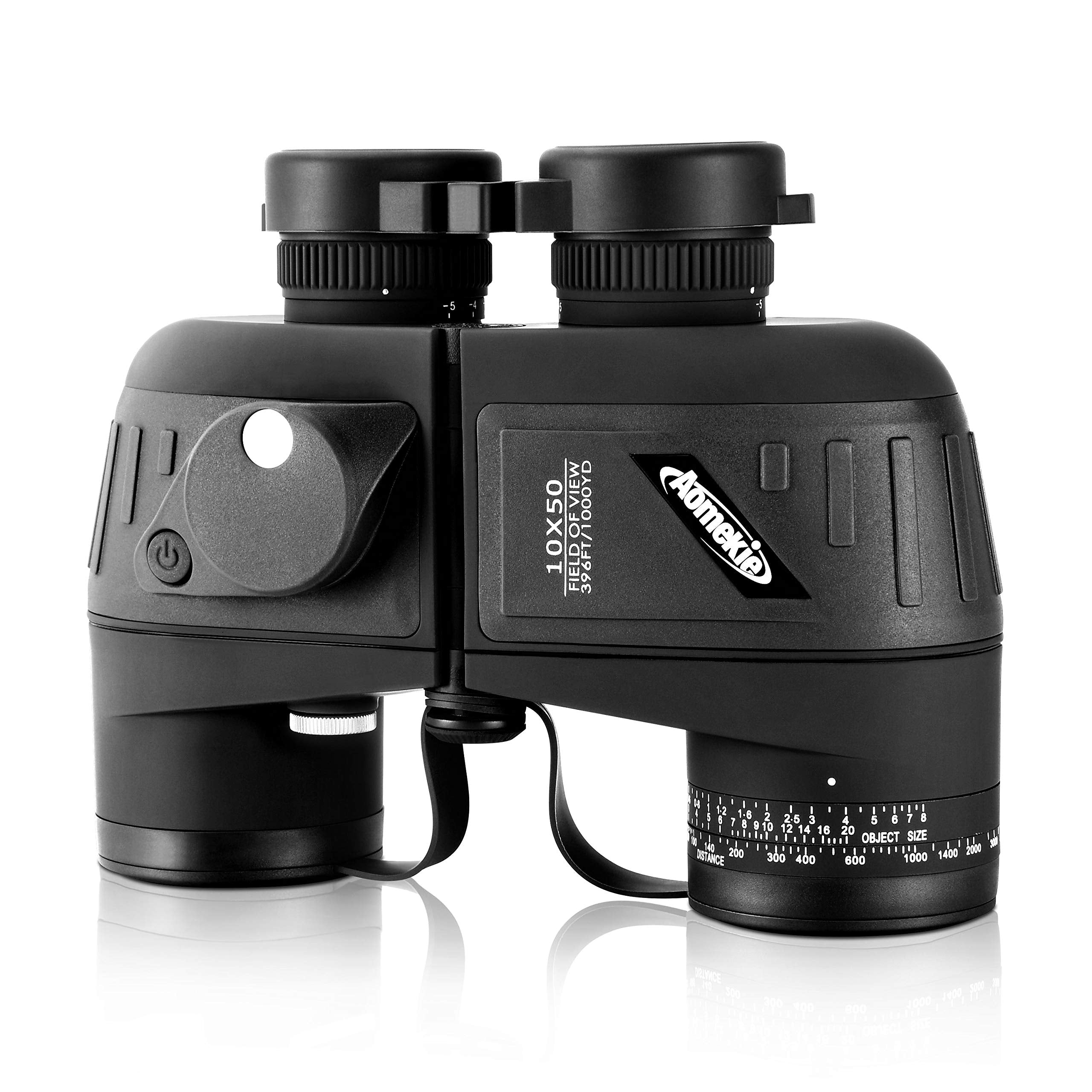 Aomekie 10X50 Binoculars For Adults Marine Military Binoculars Waterproof With Rangefinder Compass Bak4 Prism Fmc Lens For Birdwatching Hunting Boating (10X50 Black)