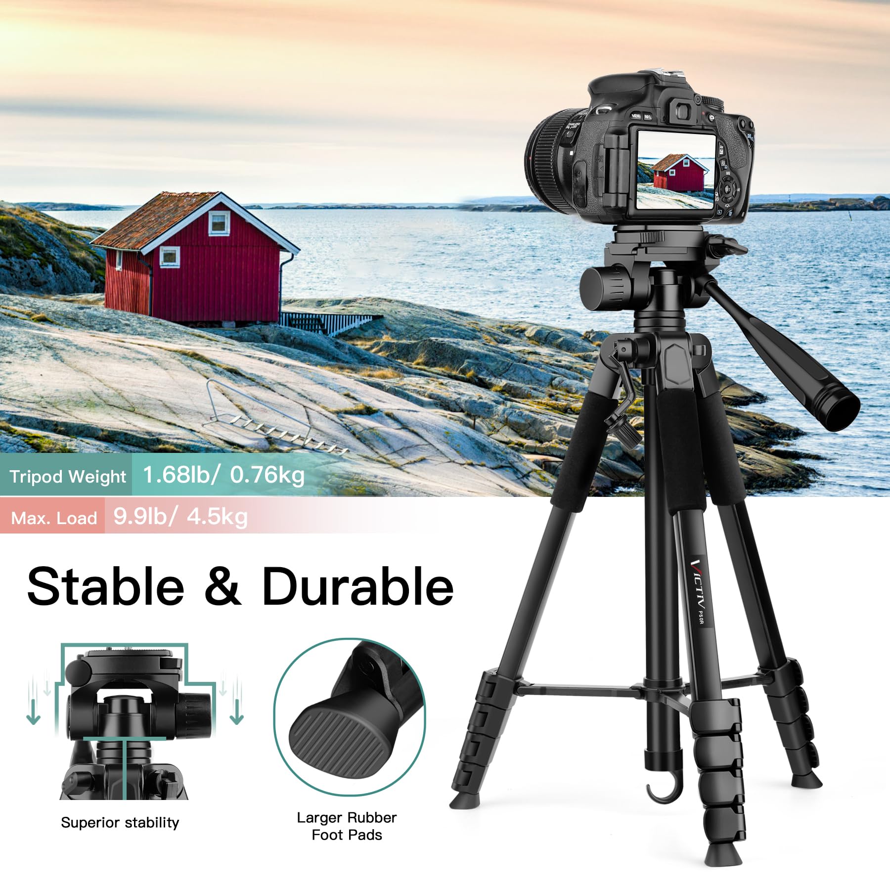Victiv 68" Camera Tripod Stand, Tablet Tripod For Iphone Ipad With Remote And Phone Holder, Phone Stand For Video Recording Travel Photo Vlog Photography, Compatible Canon With Nikon Ipad
