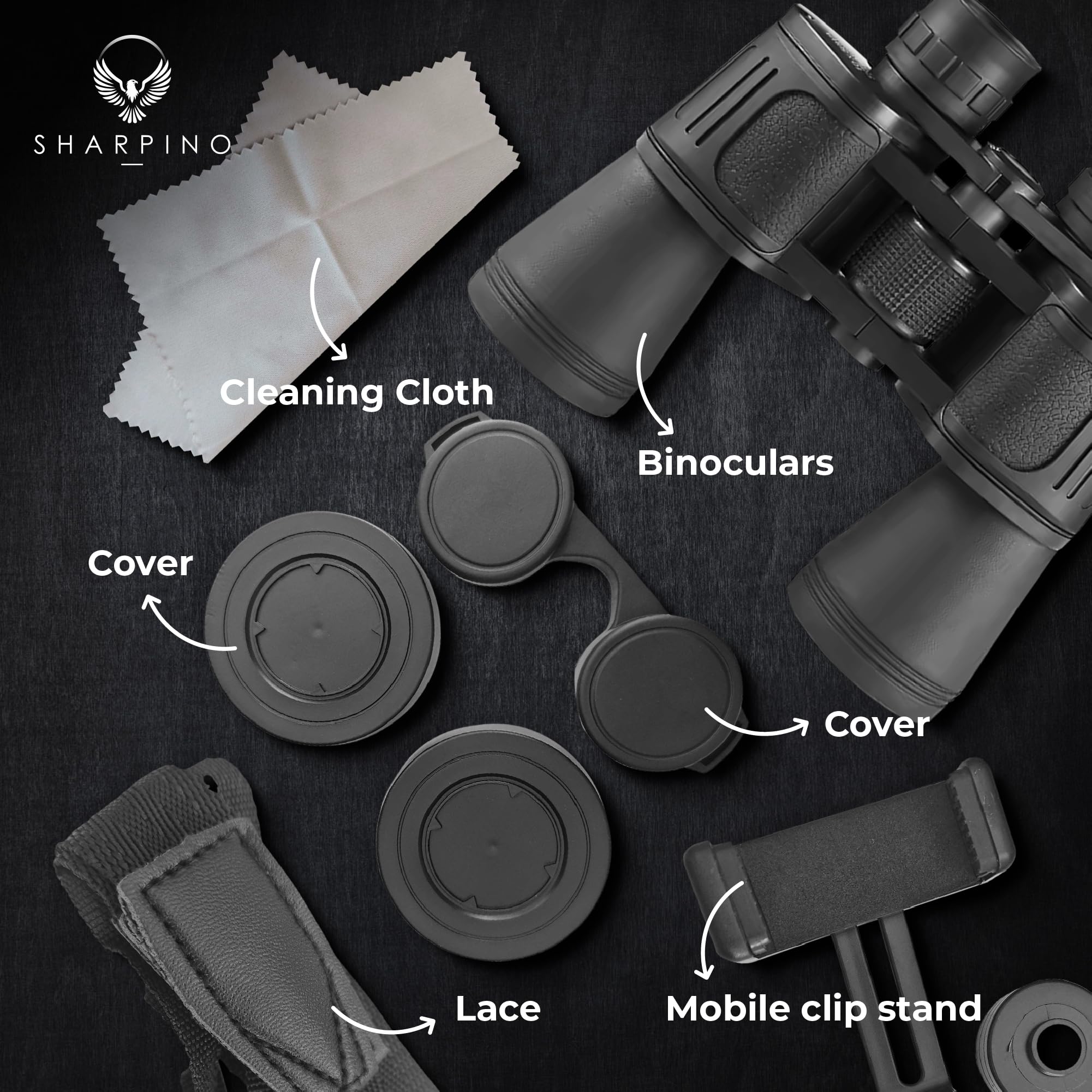 Sharpino 10 X 50 Binoculars For Adults High Powered – Wide Angle Binoculars With Anti Reflective Fog Proof Lens – Waterproof, Outdoors, Hunting, Bird Watching, Concert, Sporting Events