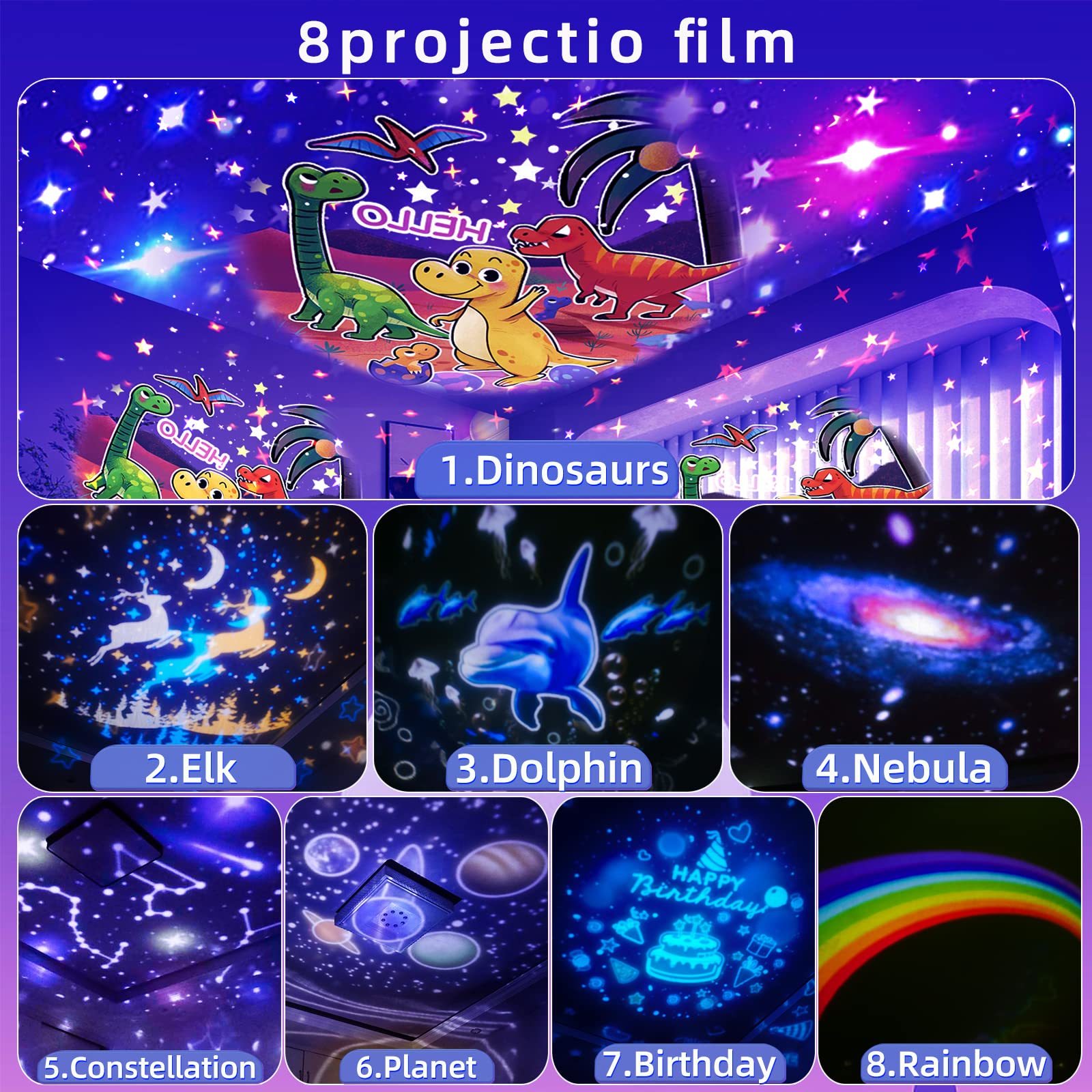 Kelahouse Dinosaur Star Projector For Kid, Kids Constellation Galaxy Projector,Boys Girls Usb Night Light, 360 Degree Rotating Nebula Starry Sky Night Light Projection Lamp