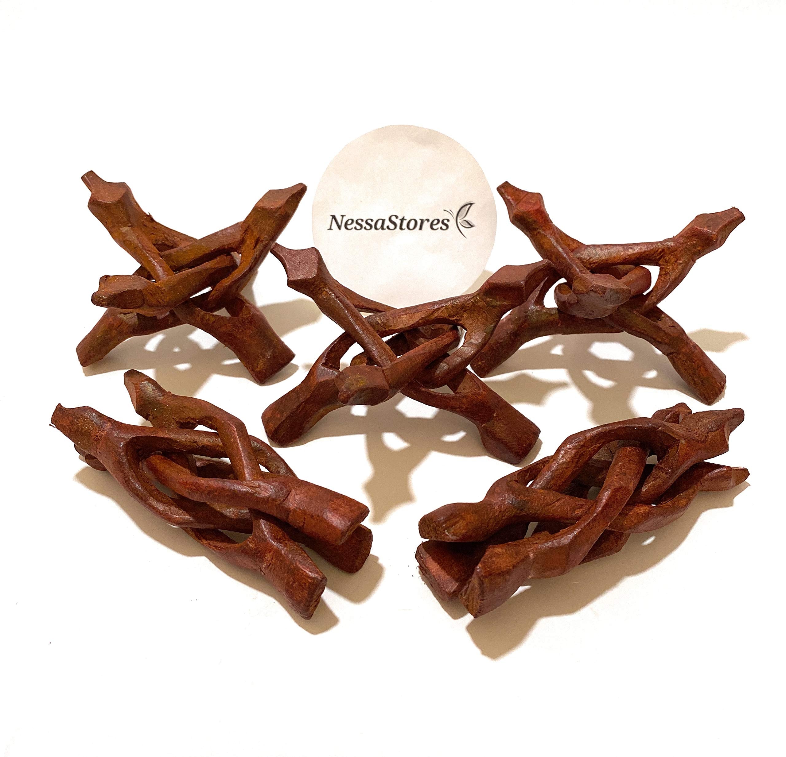 Nessastores Carved Tripod Wood Stand Holder 4" #Jc-045 (8 Pcs)