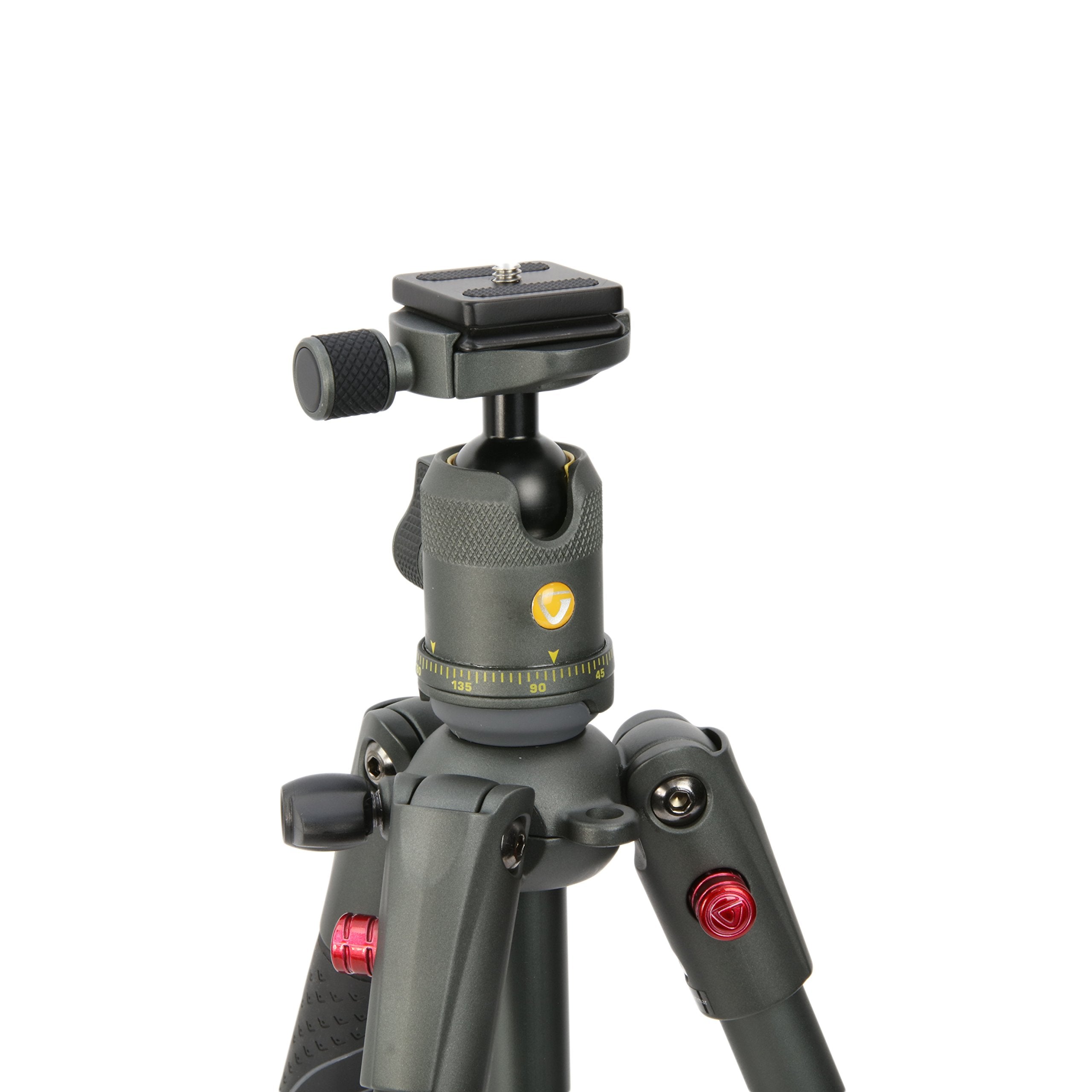 Vanguard Veo 2 204Ab Red Aluminum Travel Tripod With Veo 2 Bh-45 Ball Head For Sony, Nikon, Canon, Fujifilm Mirrorless, Compact System Camera (Csc), Dslr