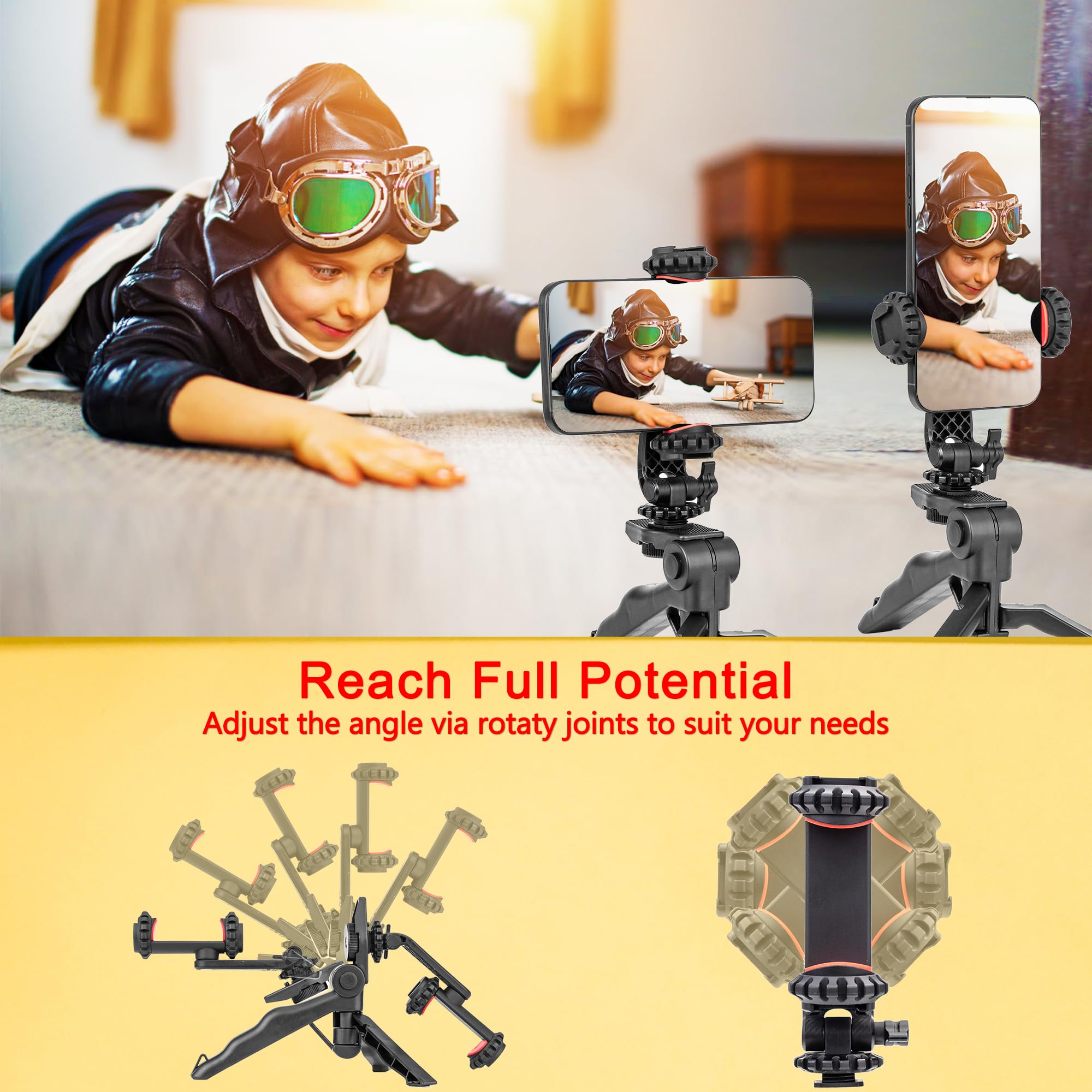 Zeadio Mini Smartphone Tripod Grip, Desktop Tabletop Stabilizer Tripod With Phone Holder For All Smartphones