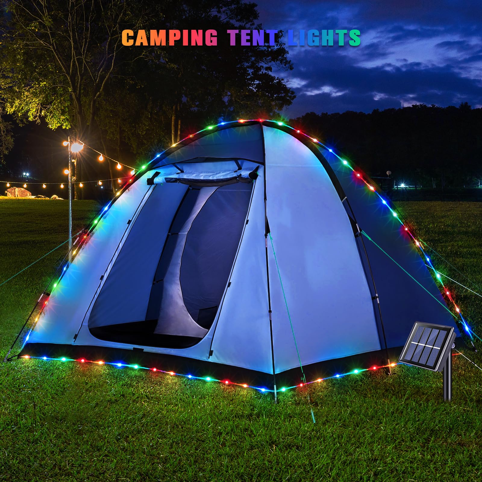 Jmexsuss 200 Led Trampoline Accessories Solar Rope Lights, 66Ft Ip 65 Waterproof Camping Light Outdoor, 8 Modes Solar Trampoline Lights For Basketball Hoop Ladder Slide Tent Camp(Multicolor)