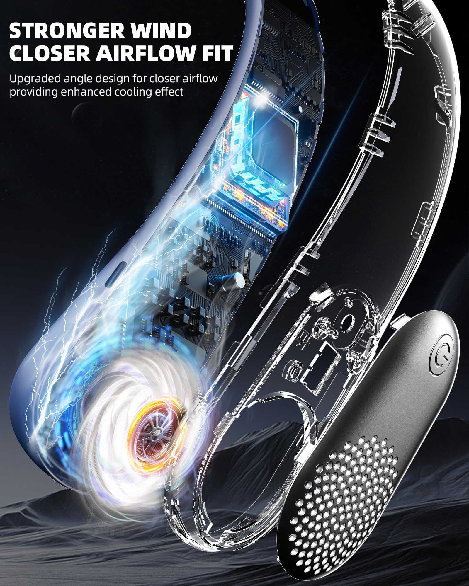 Neck Fan, Led Display Usb Rechargeable Portable Fan,360° Cooling Bladeless Personal Fan, 4000 Mah