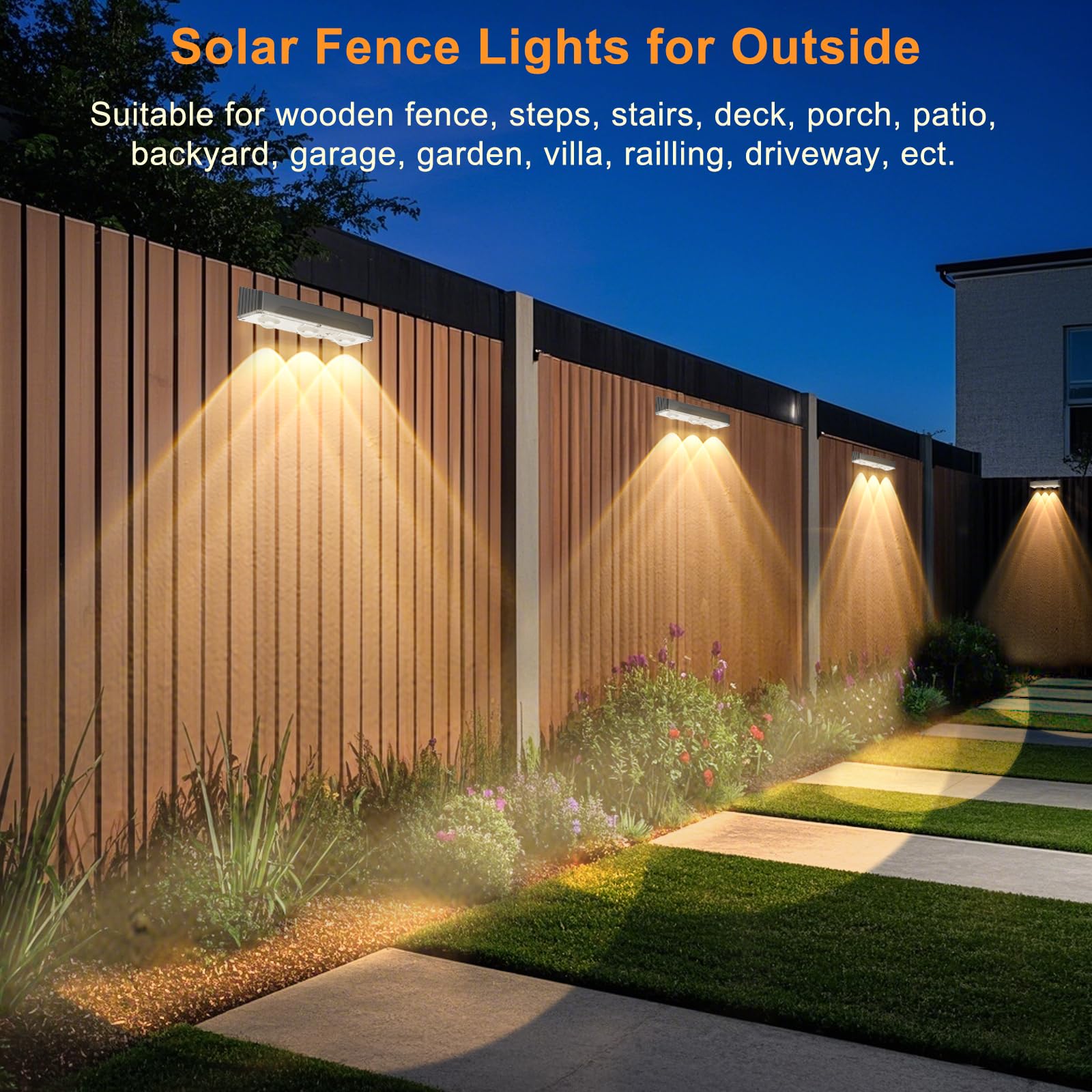 Indarun Solar Fence Lights 12Pk, Rgb & Warm White & Cool White & 12 Modes, Bright Lens Led Deck Step Fence Light Solar Powered, Fence Solar Lights Outdoor Waterproof For Backyard/Wall/Step/Patio/Pool/Railing