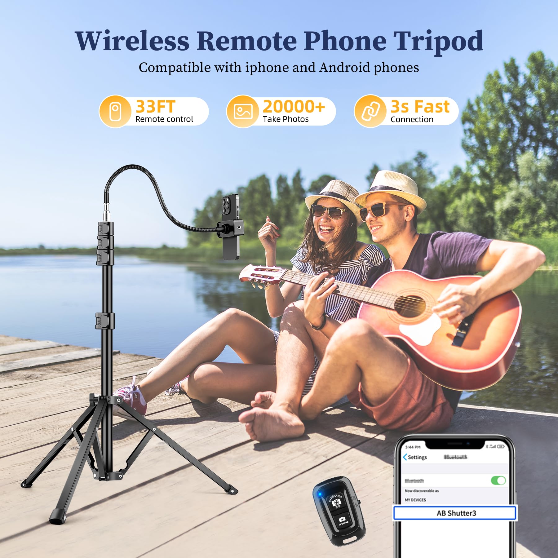 Victiv Flexible Tripod For Iphone, 88" Tall Cellphone Tripod With Gooseneck, Phone Holder And Wireless Remote, Camera Phone Stand For Recording Filming, Compatible With Iphone/Android