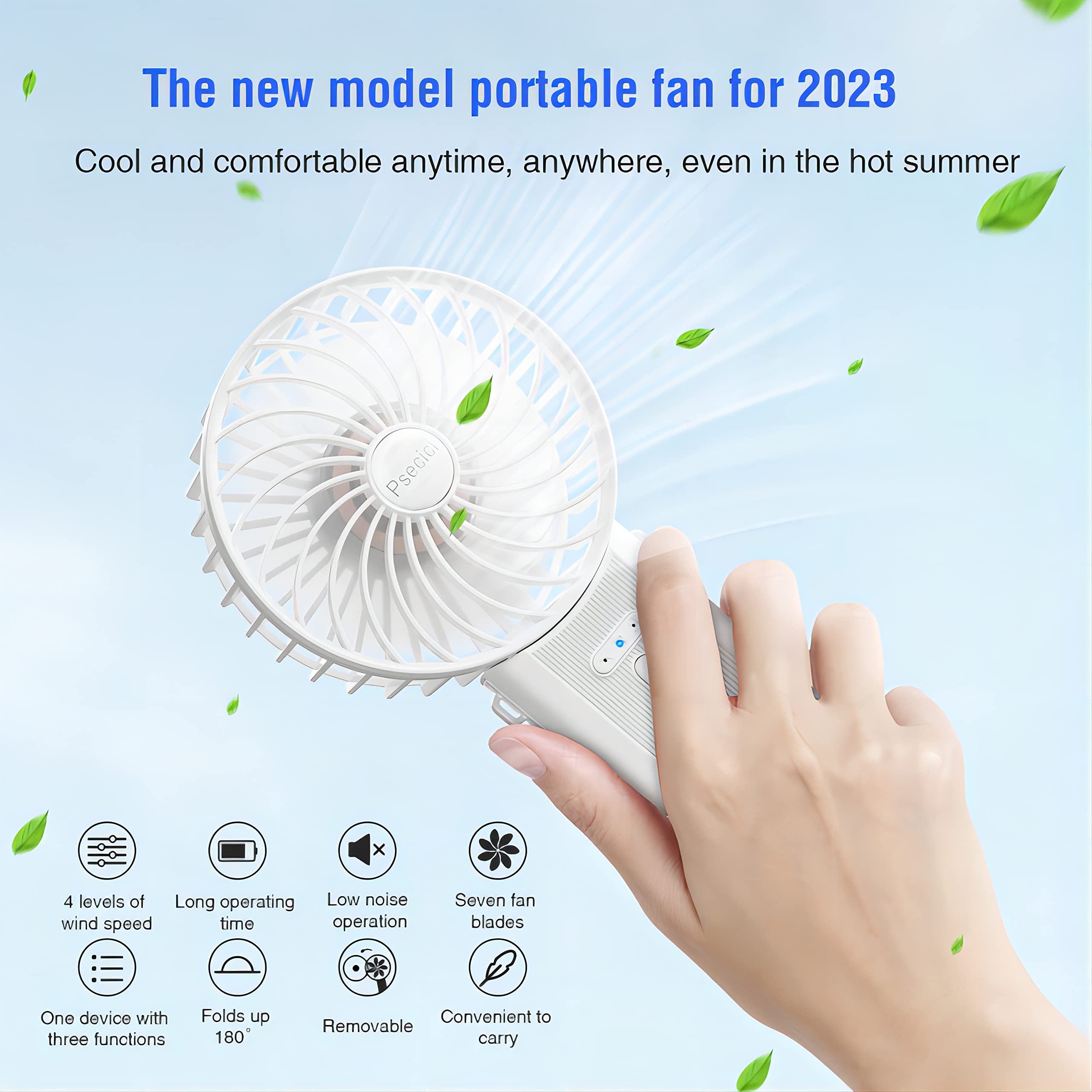 Handheld Fan, Mini Portable Personal Fan With Lanyard, 4 Speeds Level 180° Foldable Design