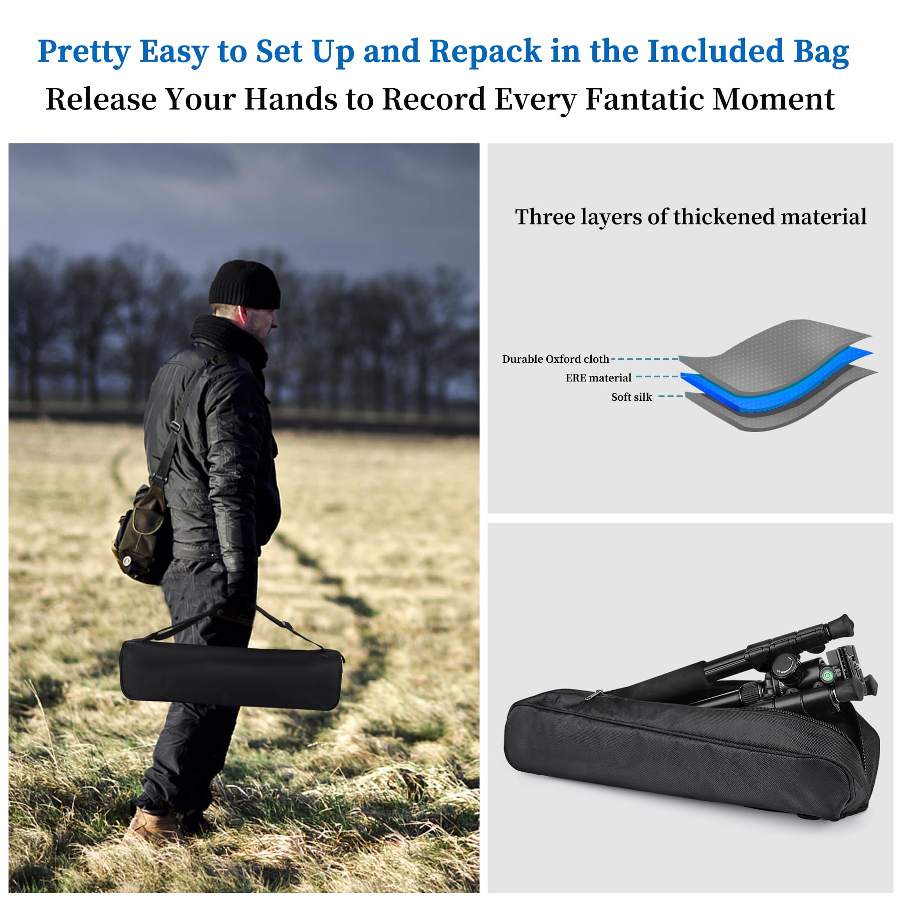 Victiv 78" Tripod For Camera, Tall Dslr Tripod & Monopods, Professional Heavy Duty Tripod For Spotting Scopes, Binocular, Aluminum Camera Tripods Stand, Compatible With Canon Nikon Sony