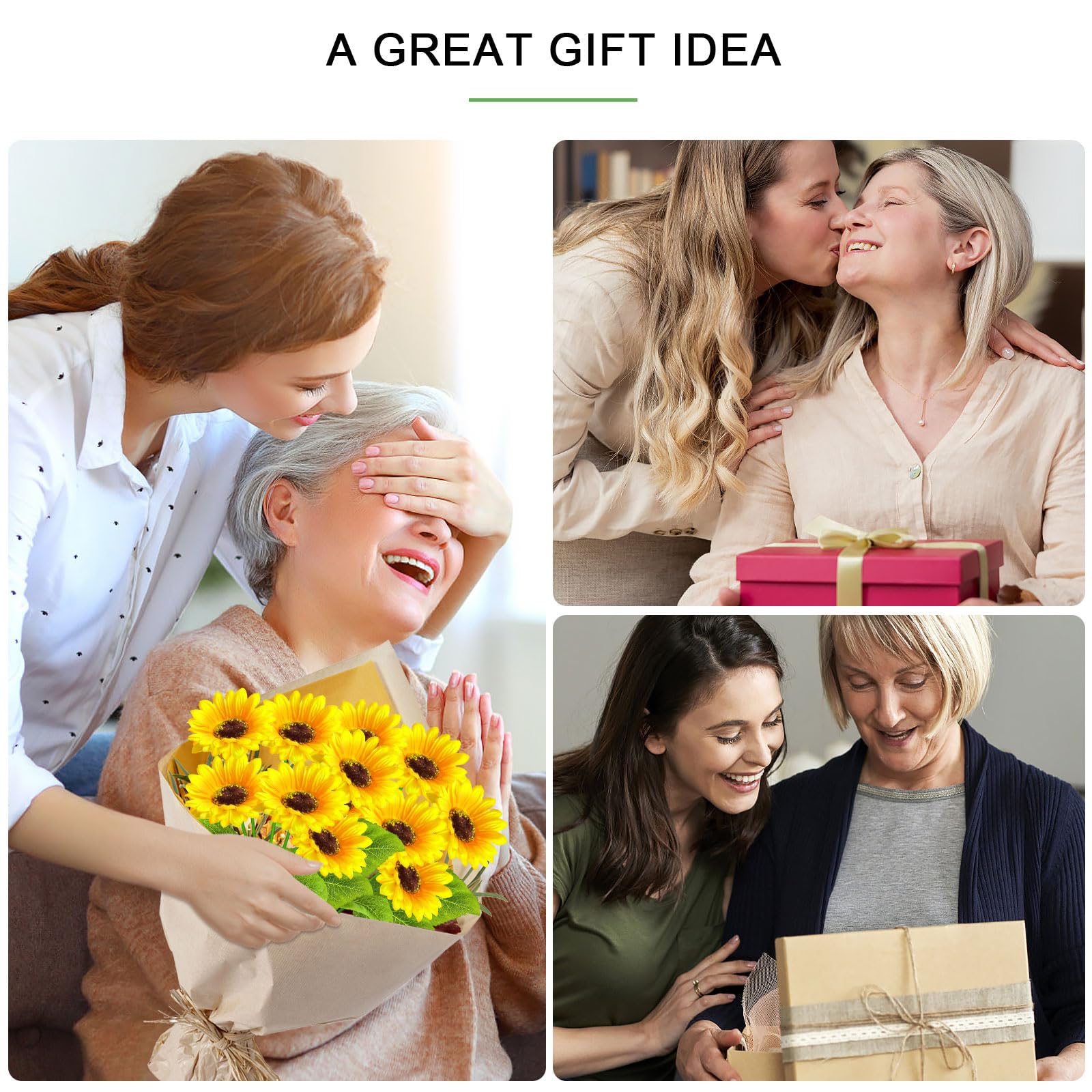 Yulloyello 2 Pack With 12 Solar Sunflower Garden Lights Warm White Led Outdoor Decorative Stake Lights For Yard, Patio, Lawn, Pathway, Ip65 Waterproof, Ideal Gift For Women, Mom, Grandma, Friends