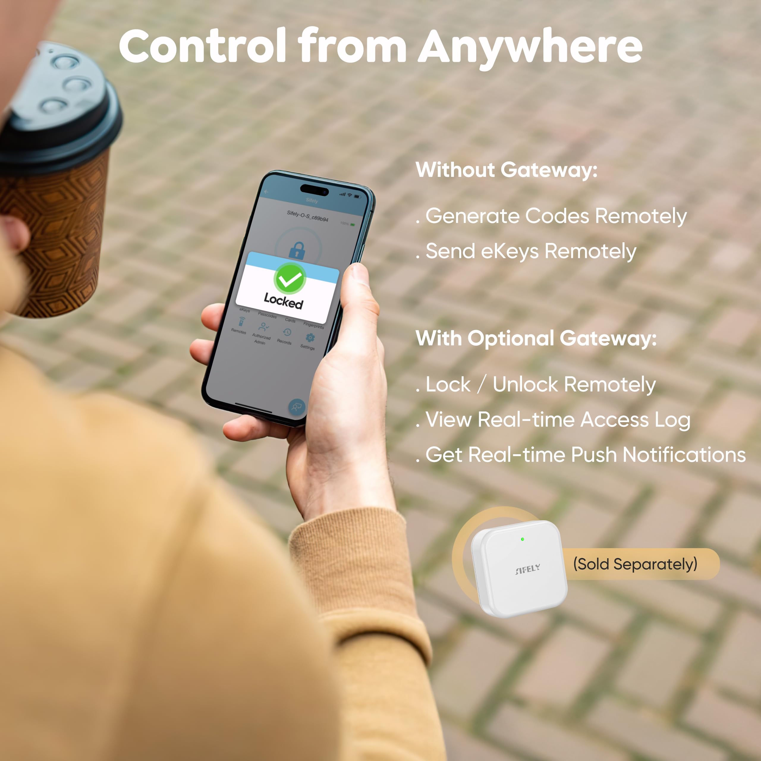 Sifely Keyless-Entry Fingerprint Deadbolt Smart Lock: Keyless Entry Door Lock, Digital Door Keypad, Electronic Deadbolt With Fingerprint & Code Access, Auto Locking, Easy To Install (Black)