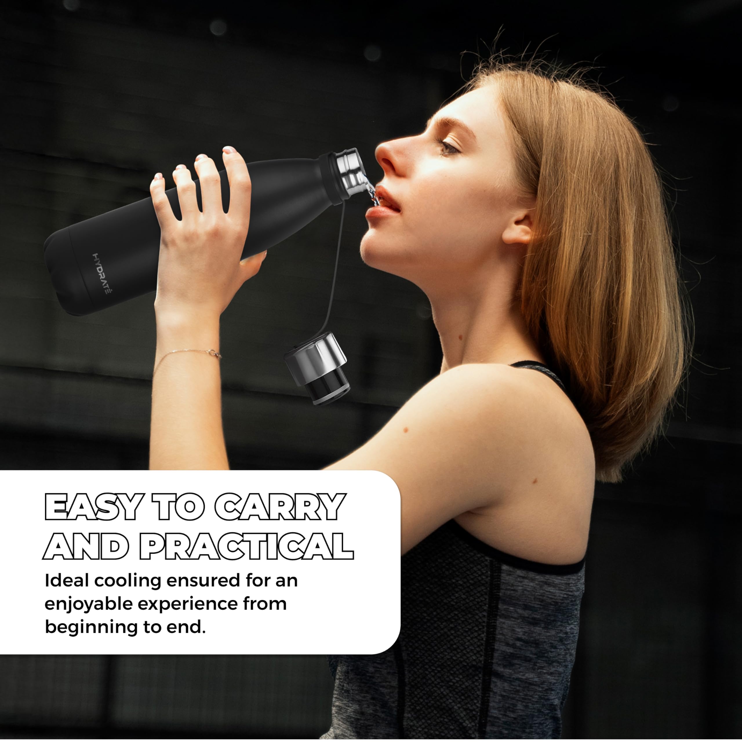 Hydrate Super Insulated Stainless Steel Water Bottle - 17Oz - Carbon Black