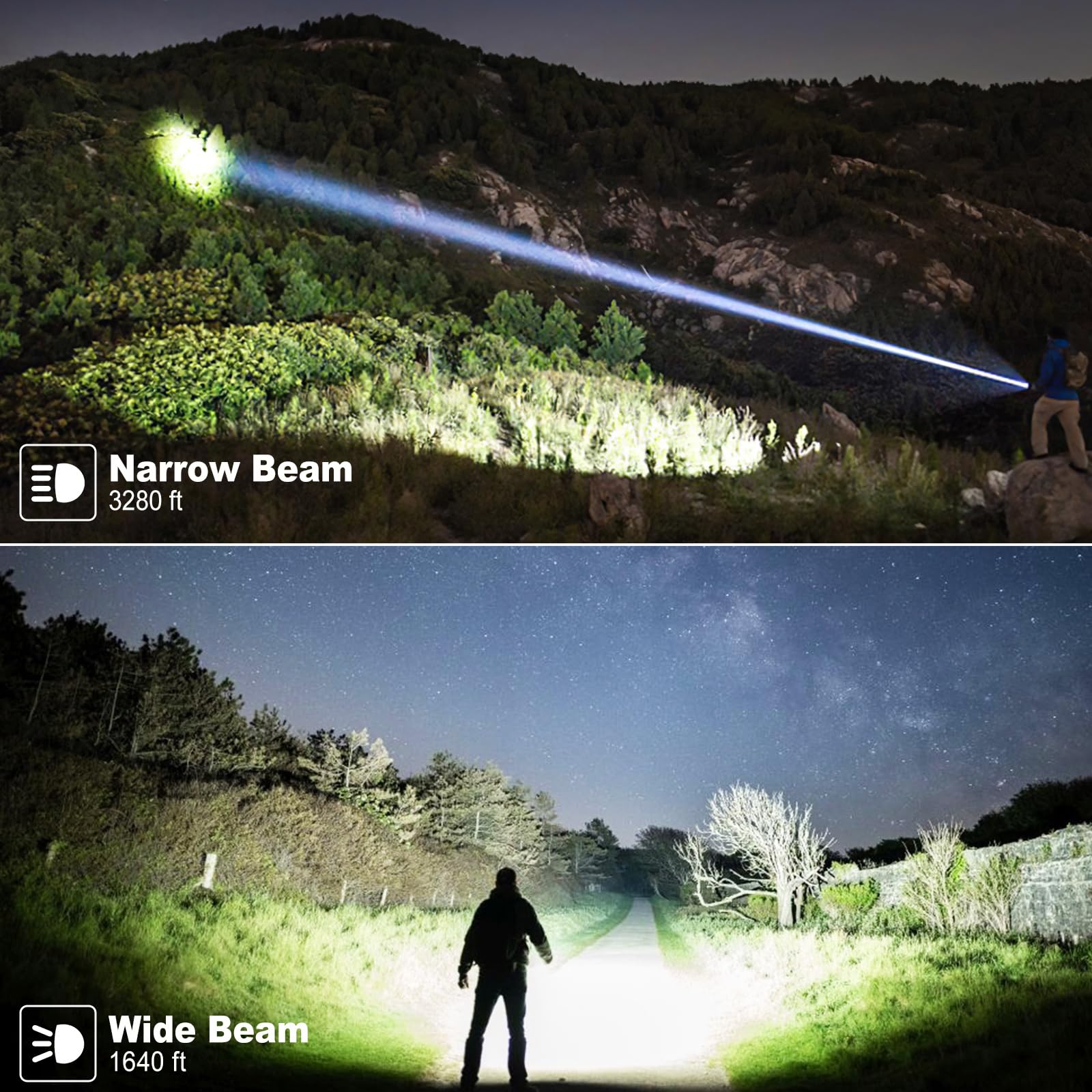 Cinlinso Flashlights High Lumens Rechargeable - 990000 Lumens Super Bright Led Flashlight With 5 Modes, Ipx7 Waterproof, Powerful Handheld Flash Light For Home, Camping Hiking (Glossy Black)