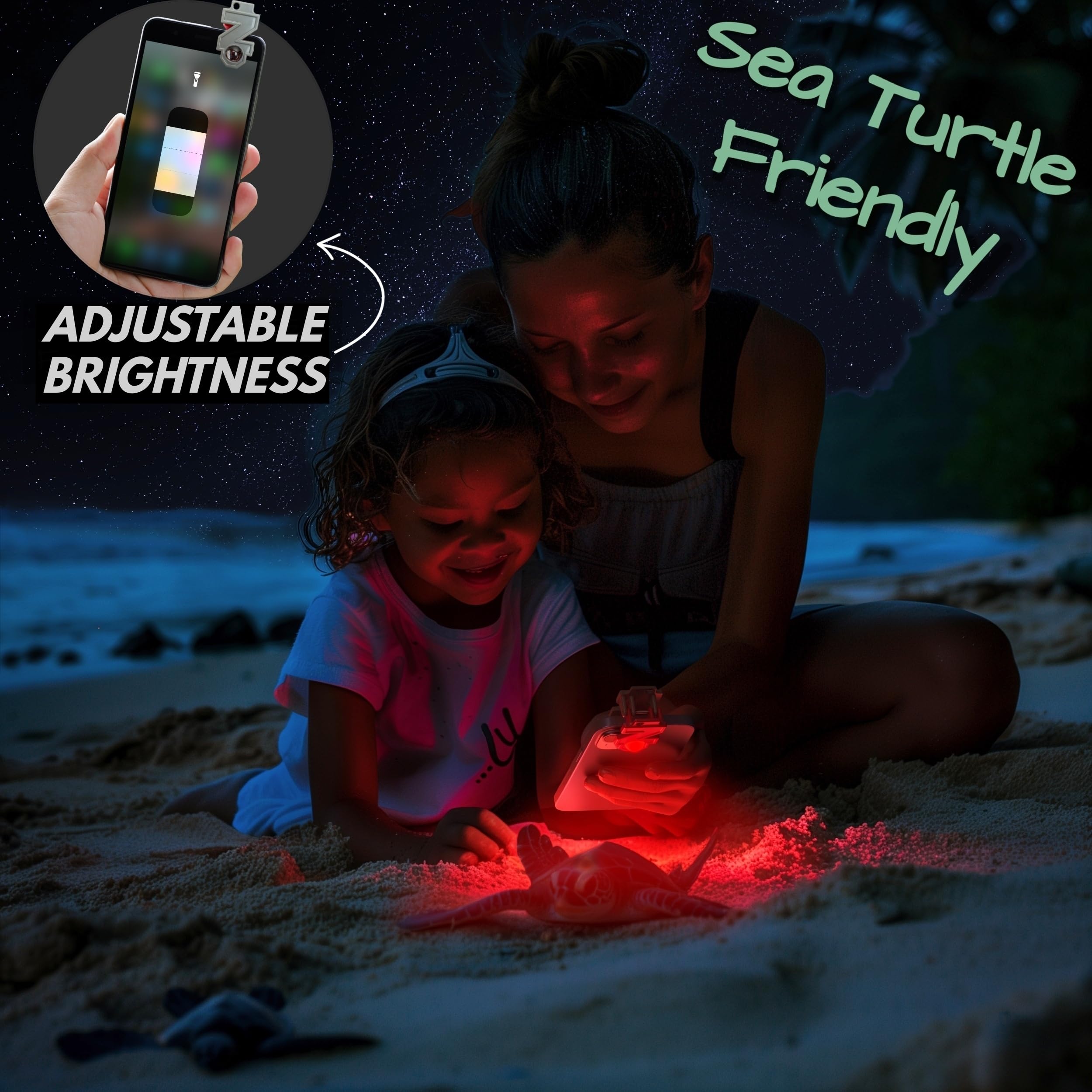 Zurueli Red Flashlight And Spotlight Adapter For Smartphones, 2-In-1 Outdoor Accessory For Camping, Fishing, Hunting, Astronomy, And Travel, No Batteries Or Charging Cords Required