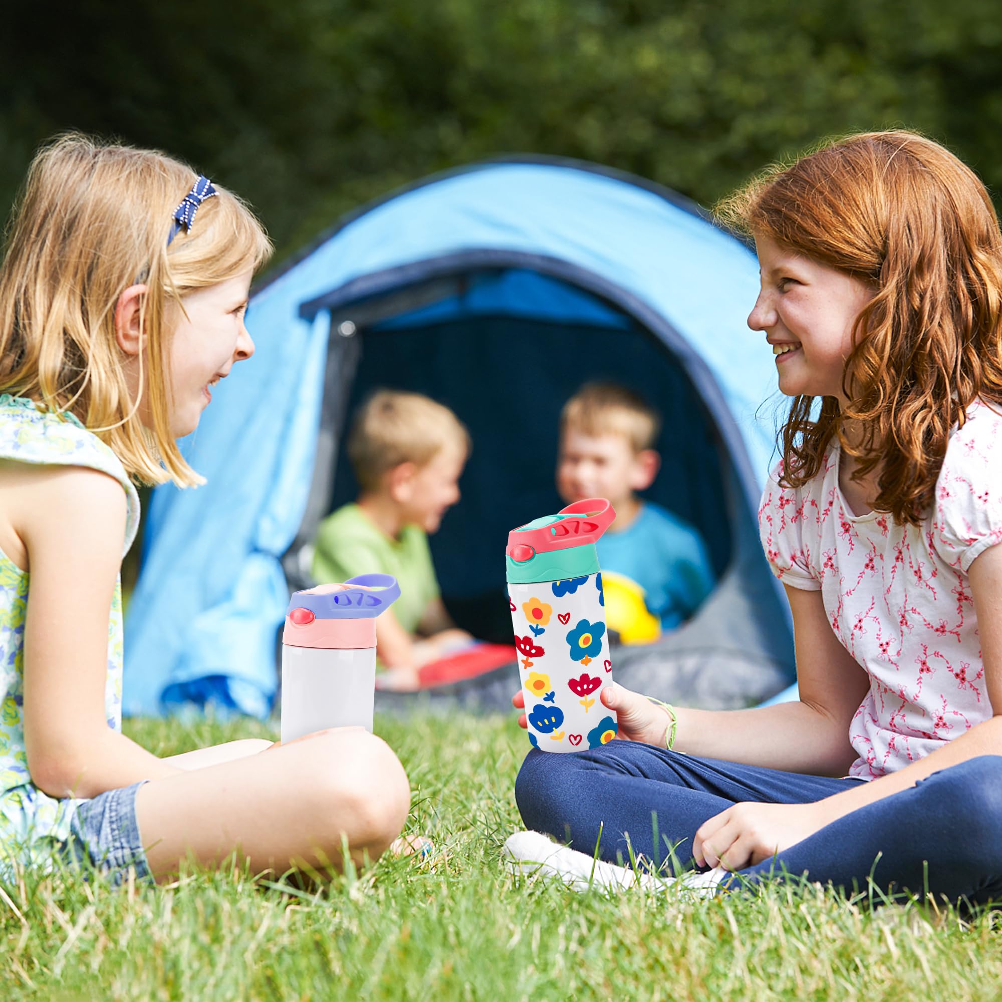 Joyclub 5 Pack Kids Sublimation Tumbler With Lid And Straw 12 Oz Kids Sublimation Water Bottles