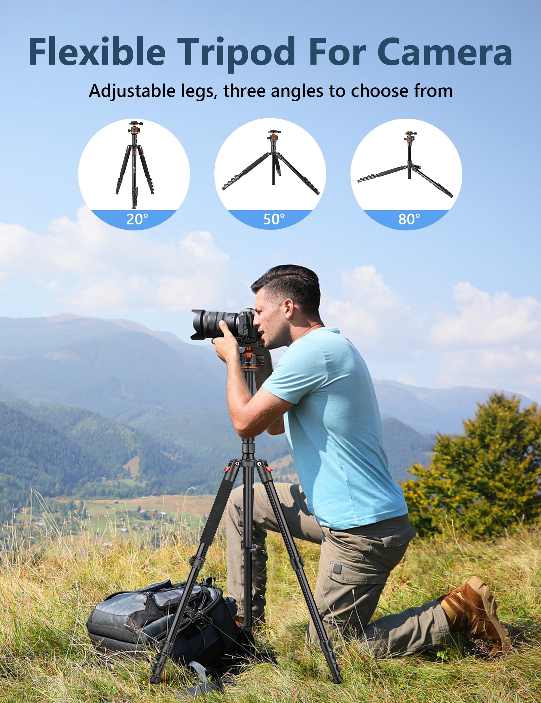 Victiv 78" Dslr Camera Tripod Monopod, Aluminum Compact Camera Stand Tripod Heavy Duty, Professional Photography Tripod For Travel, 360° Ball Head Tripod For Spotting Scope Telescope Binoculars