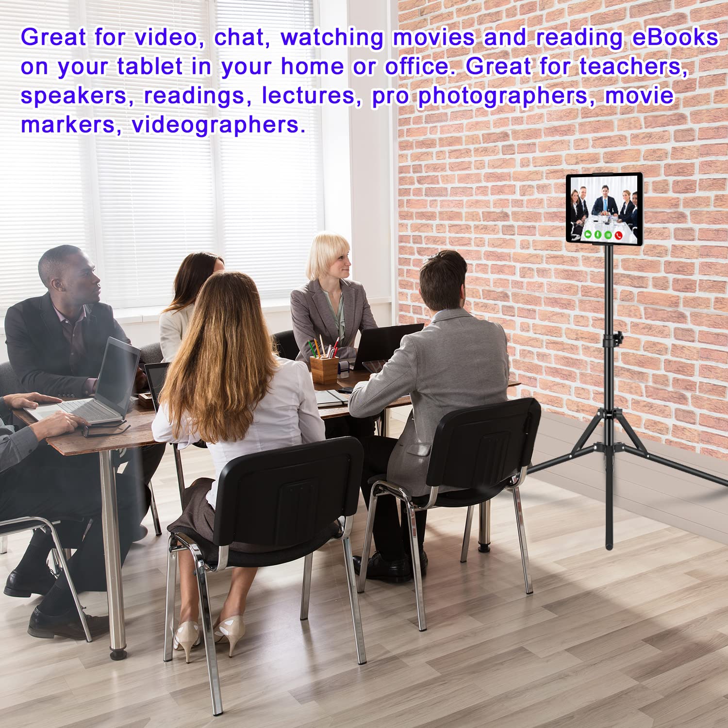 Samhousing Ipad Tripod Stand, With 65 Inch Height Adjustable Ipad Stand Holder & Ipad Floor Stand With 360° Rotating Ipad Tripod Mount For Ipad Pro, Iphone, Kindle, And All 4.5-12.9 Inch Tablets