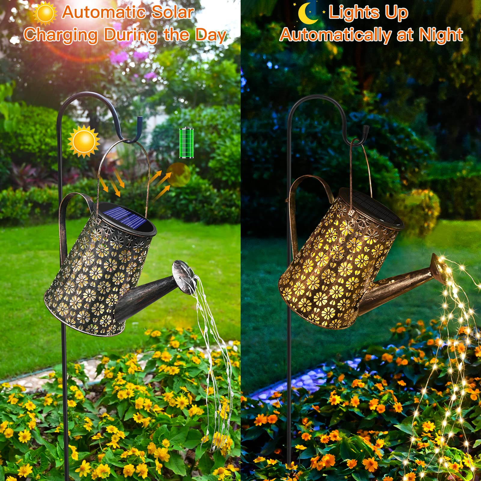 Afootry Solar Watering Can With Lights,Solar Outdoor Garden Decor Waterproof Large Hanging Lantern Landscape Lights Outside Decorations For Yard Clearance Porch Patio Pathway Gardening Gift