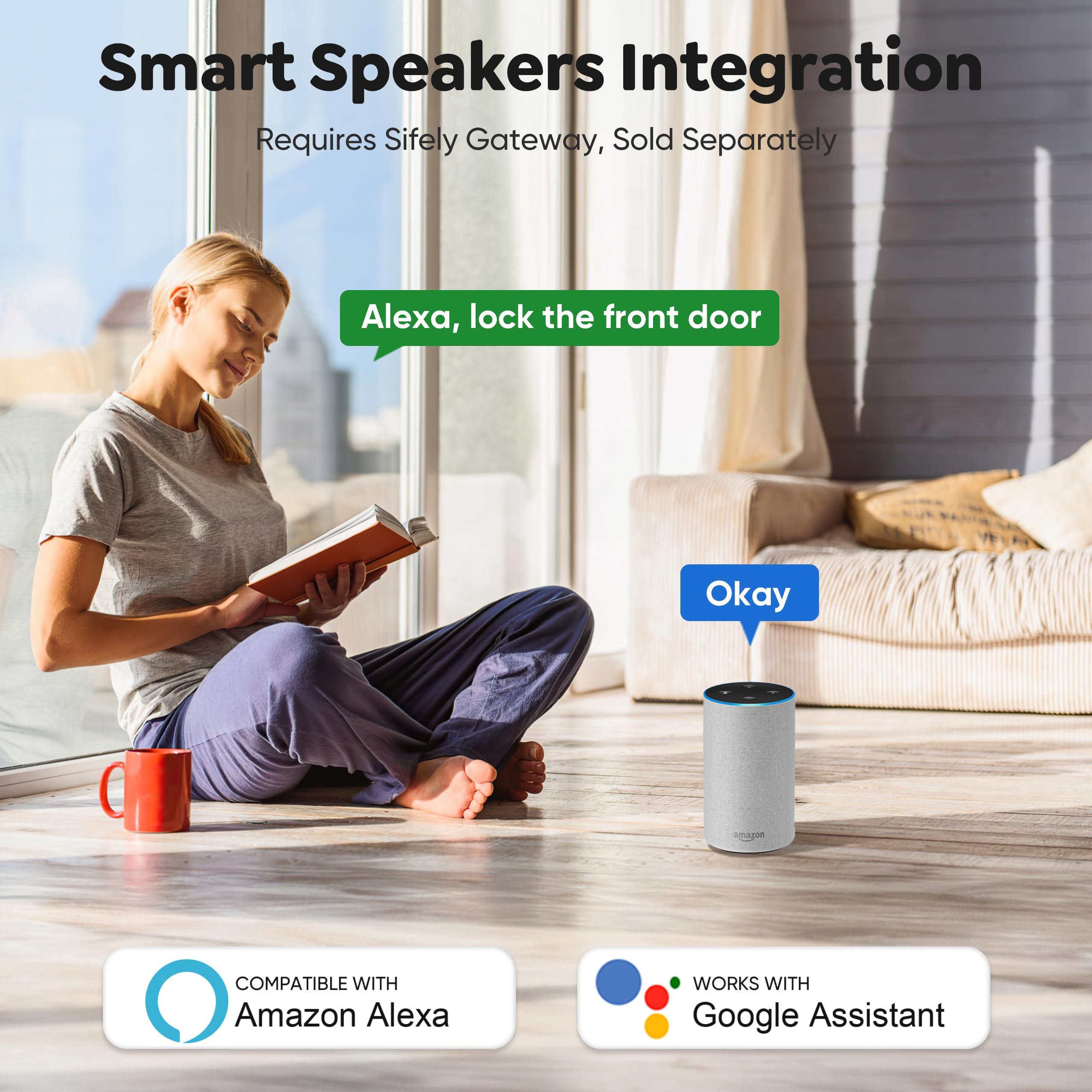 Sifely Keyless-Entry Fingerprint Deadbolt Smart Lock: Keyless Entry Door Lock, Digital Door Keypad, Electronic Deadbolt With Fingerprint & Code Access, Auto Locking, Easy To Install (Black)