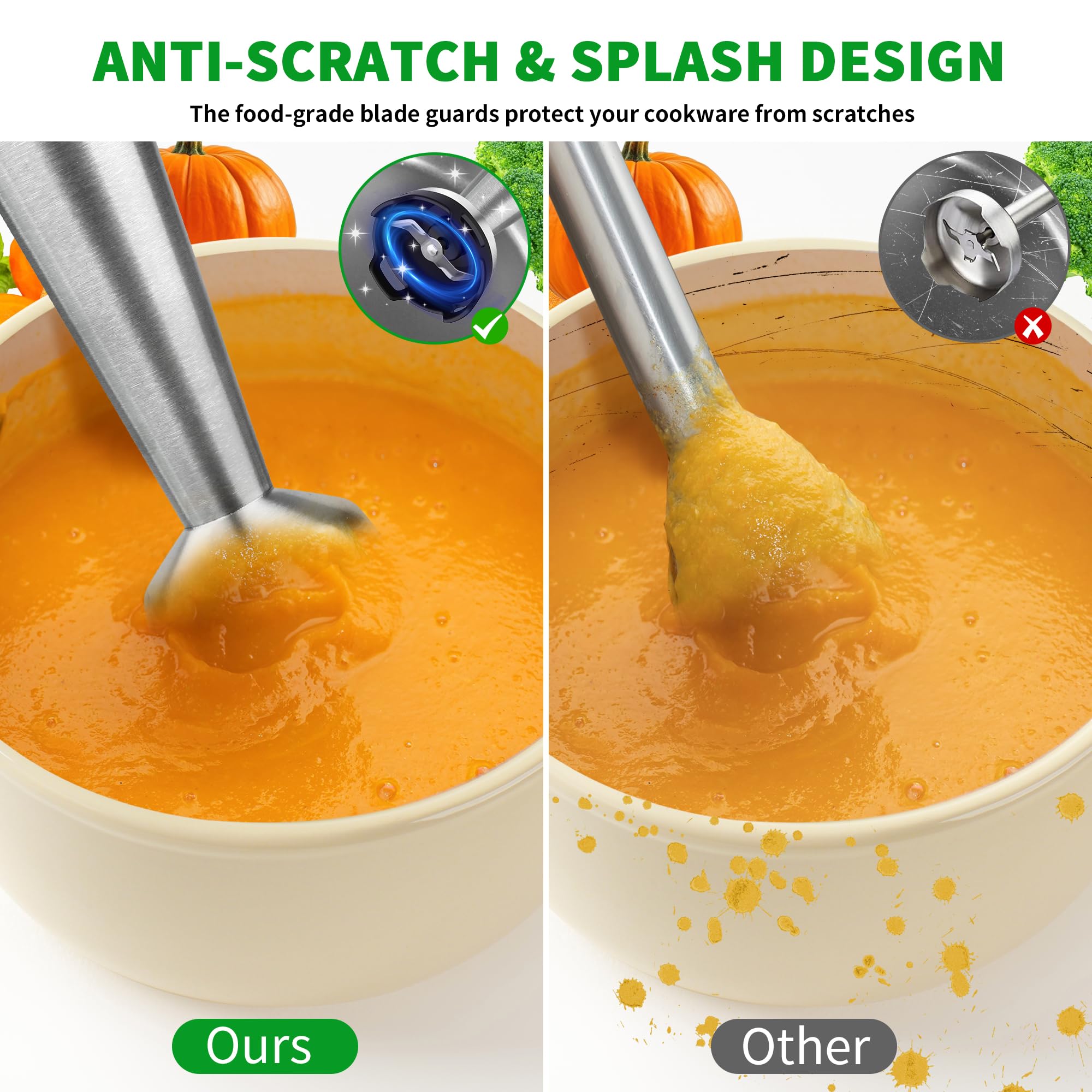 Binroc Cordless Immersion Blender Handheld, Rechargeable 4 In 1 Electric Hand Blender Stick Blender Variable Speed With Chopper, Beaker, Whisk, Stainless Steel Blade For Soup, Baby Food, Smoothies