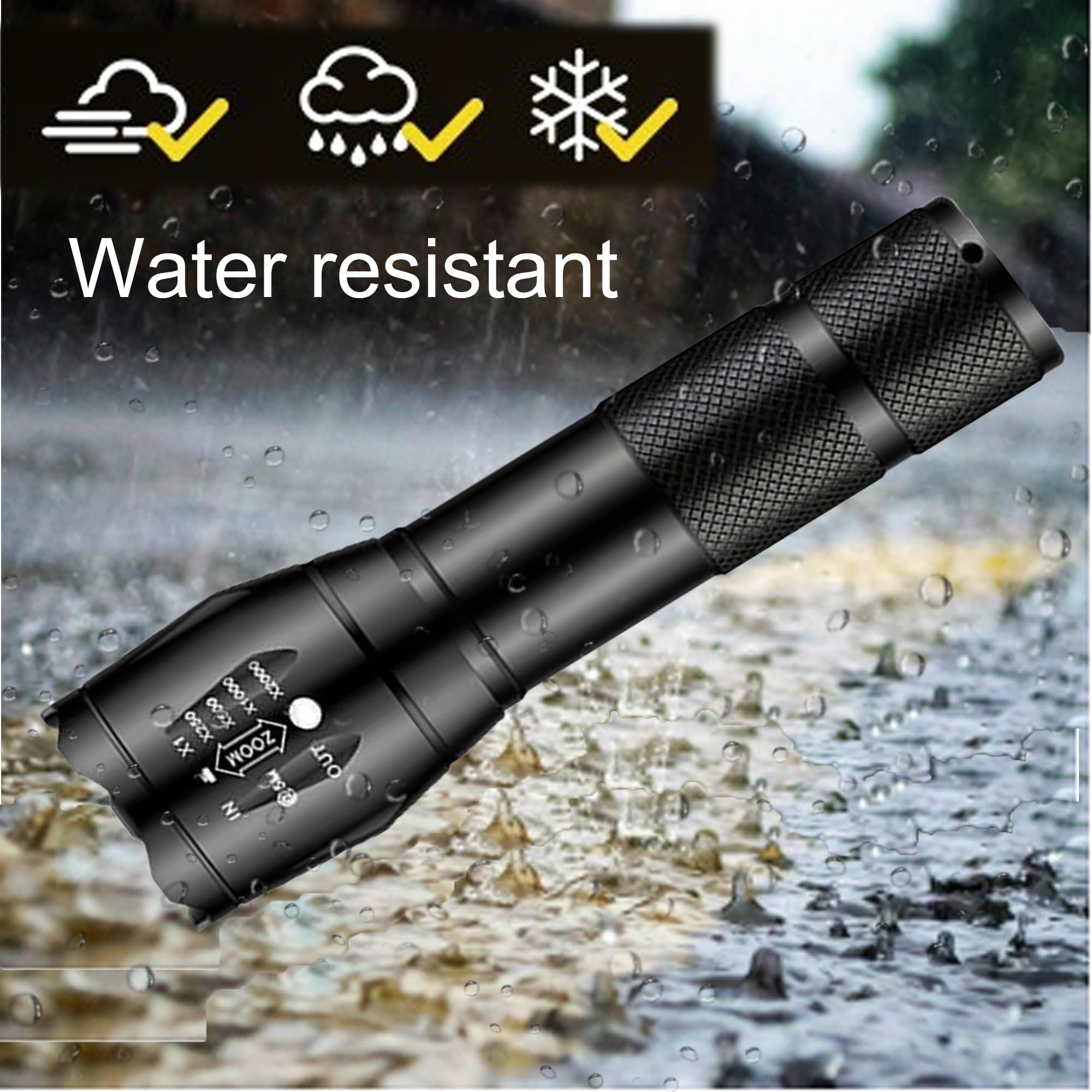 Zyunmall Warm Light Flashlight, Single Mode Zoomable Led Tactical Torch For Everyday Use, Camping, Hiking, Power Outage, Dog Walking