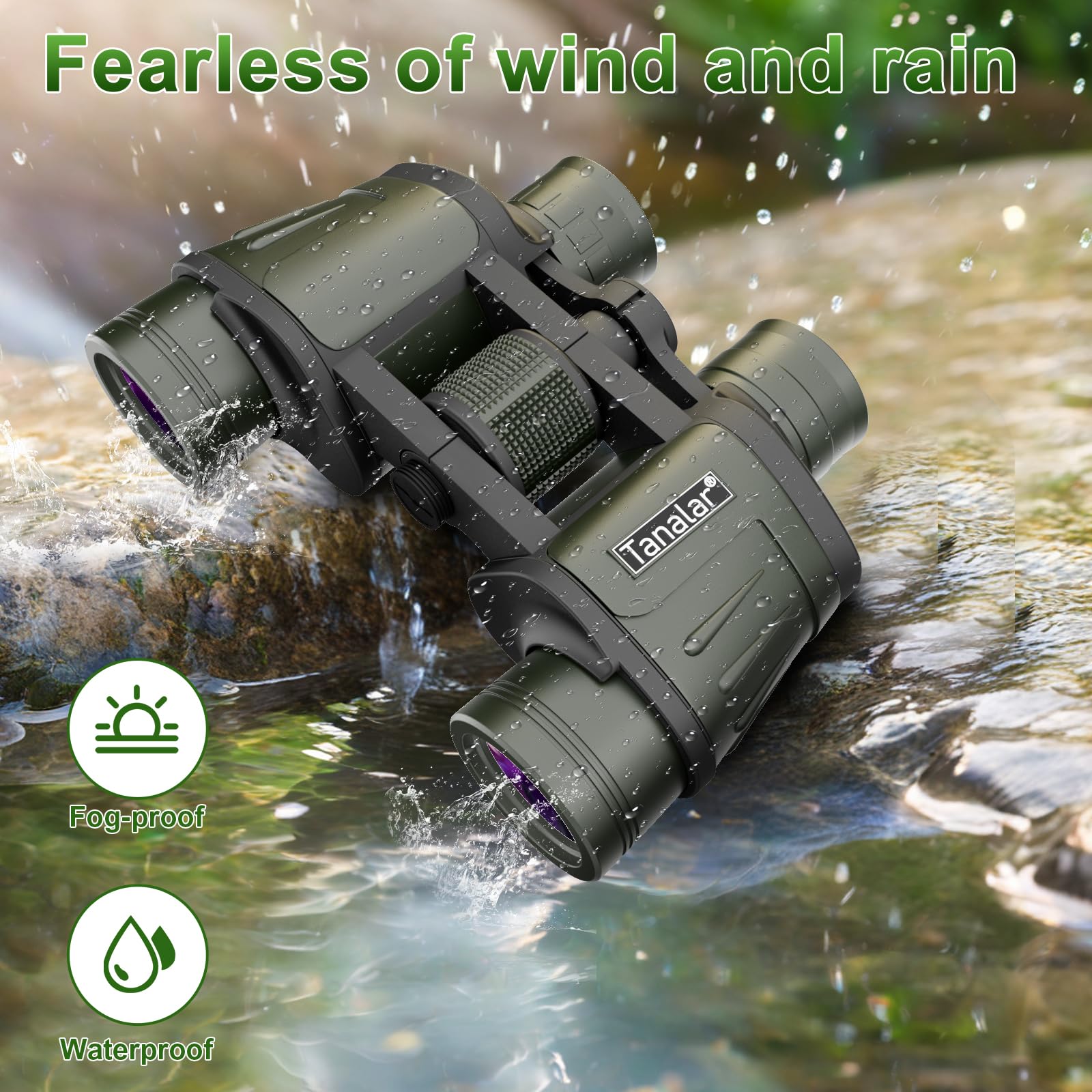 Tanalar 12X45 Compact Adult And Children'S Binoculars, Large Eyepiece Waterproof Low Light Vision, Outdoor Viewing And Hunting Binoculars