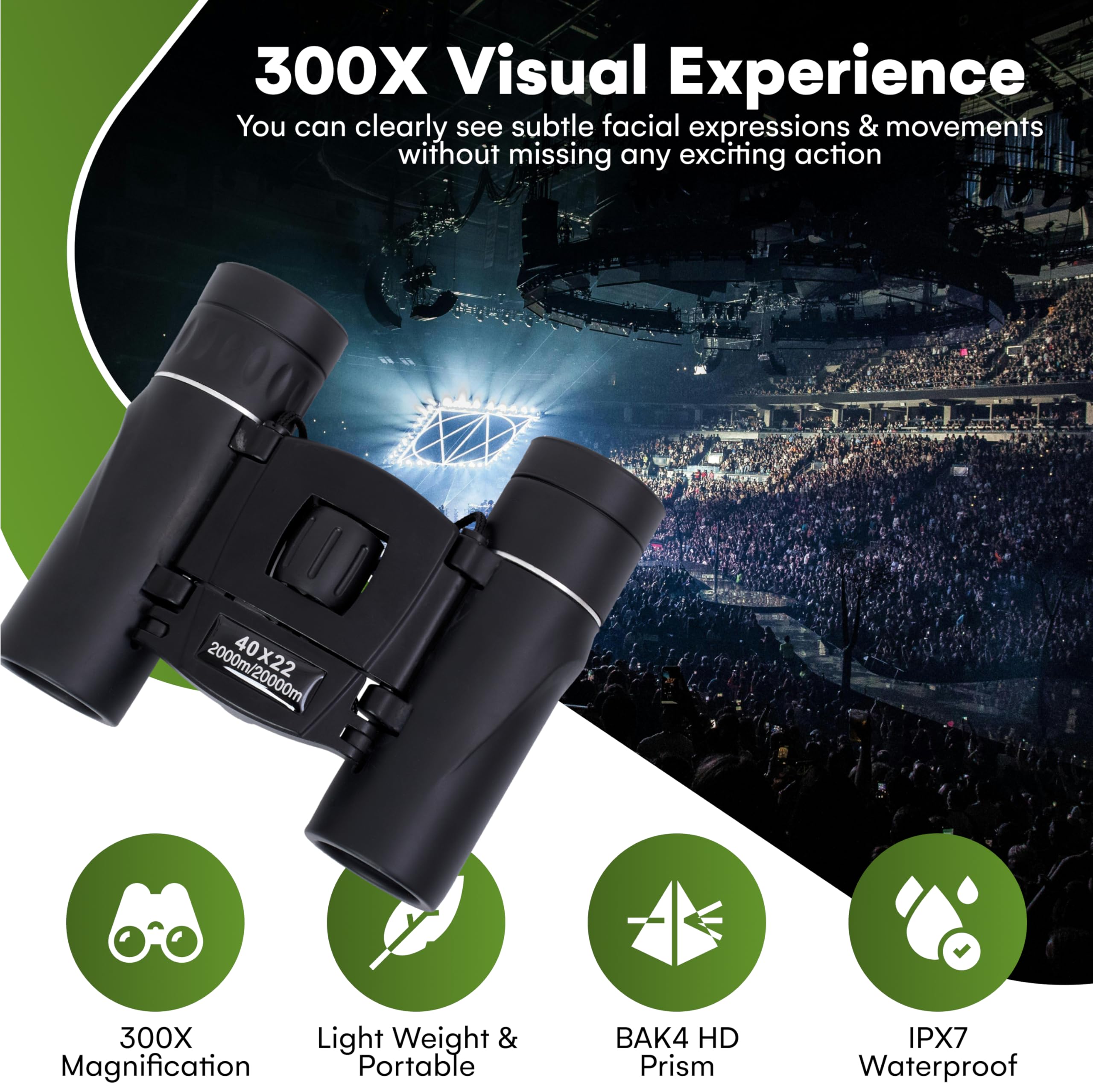 Beast Cooler Accessories Grippi Compact Binoculars Black - Safari Binoculars For Adults, High Powered Easy Focus Binocular For Bird Watching,Outdoor Hunting,Travel,Sightseeing